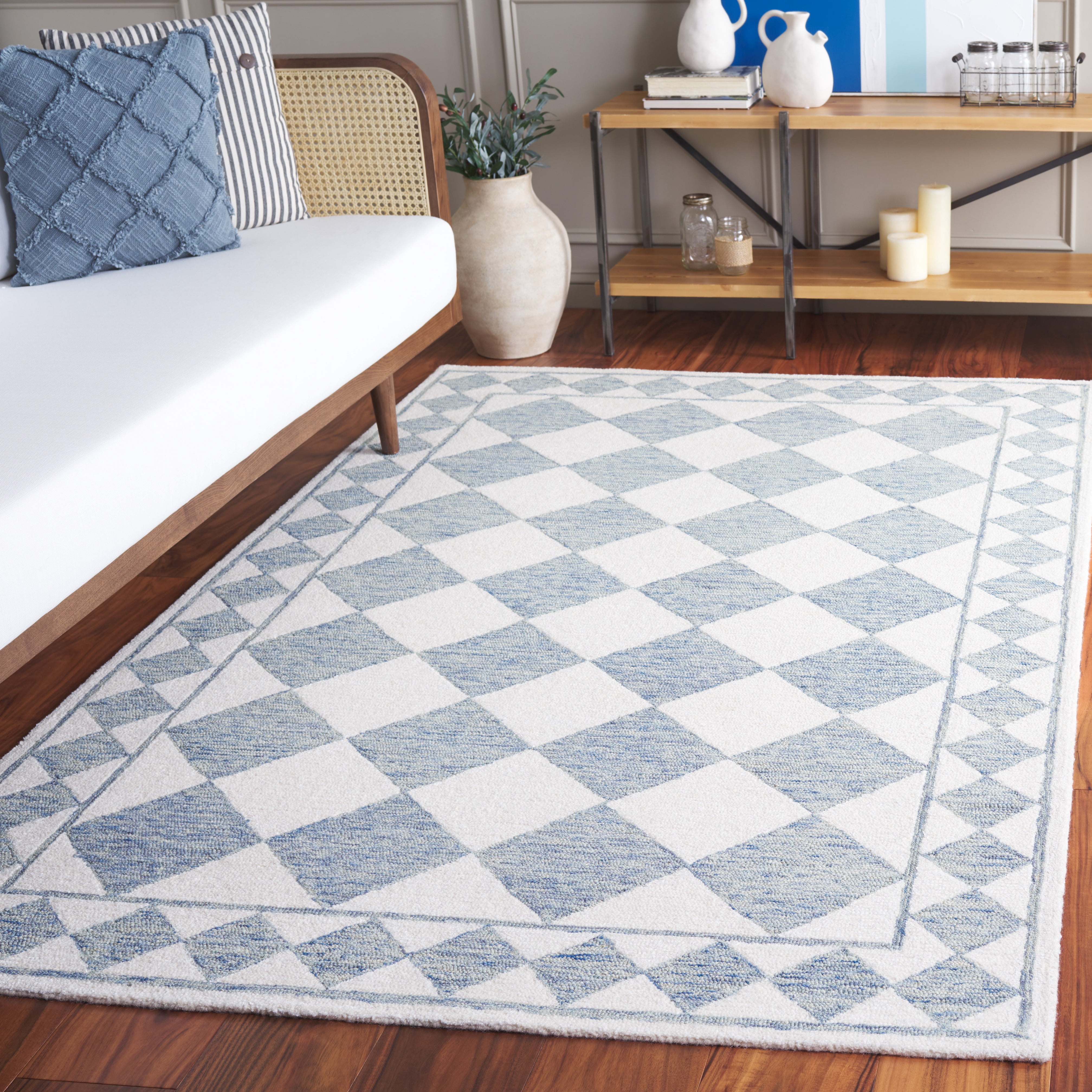 Safavieh Ebony Mercia Diamond Area Rug, Blue/Ivory, 5' x 8'