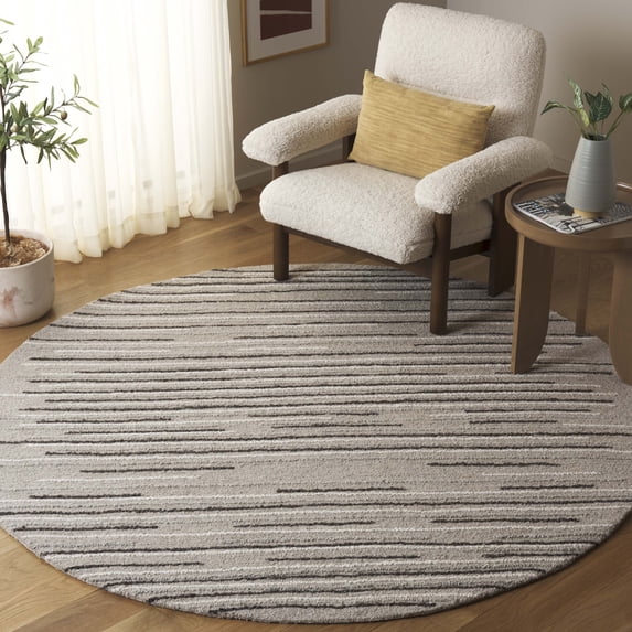 Safavieh Ebony Terrance Geometric Striped Area Rug, Gray/Black, 6' x 6' Round