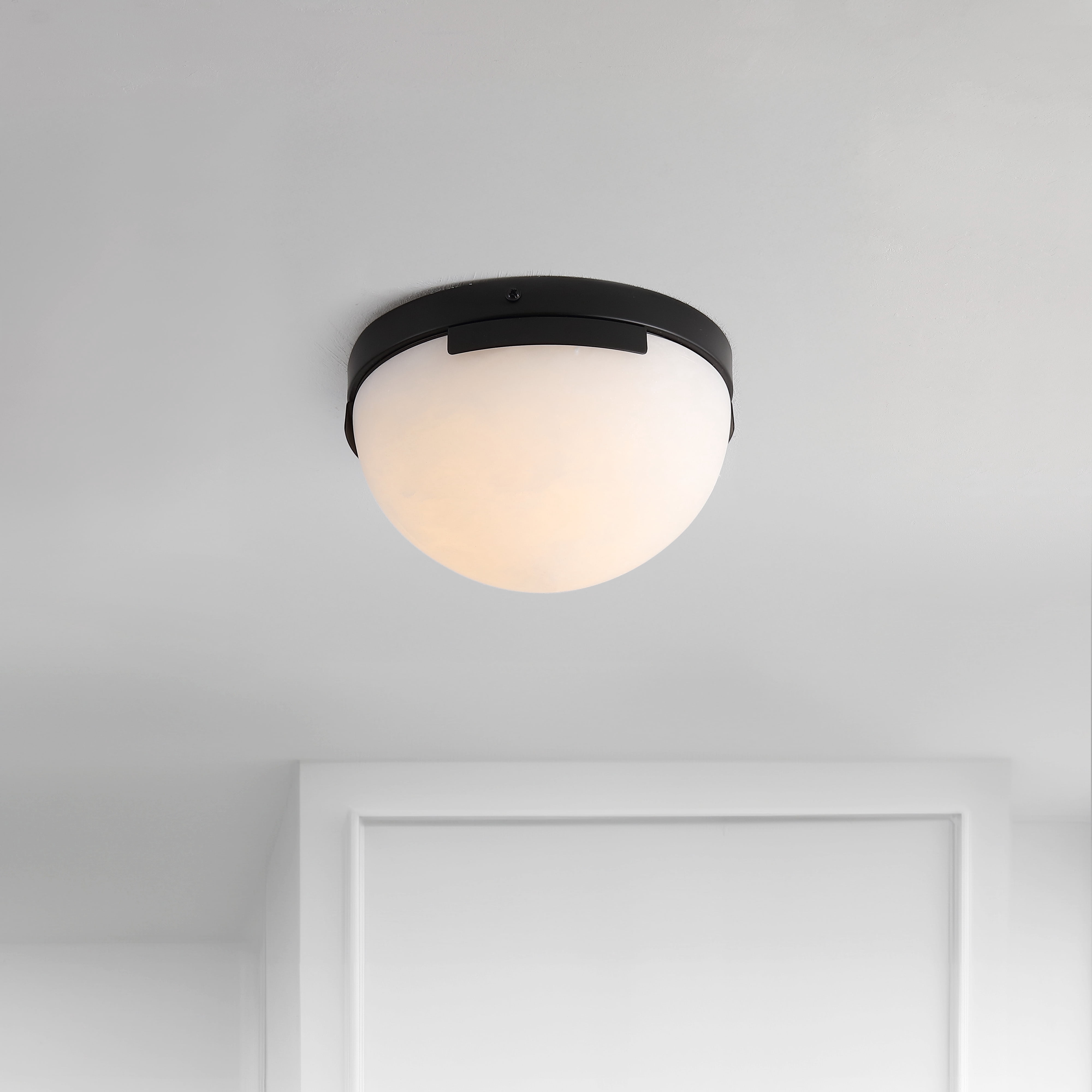 Safavieh Couture Eddie 8" Alabaster Modern Black Flush Mount Light