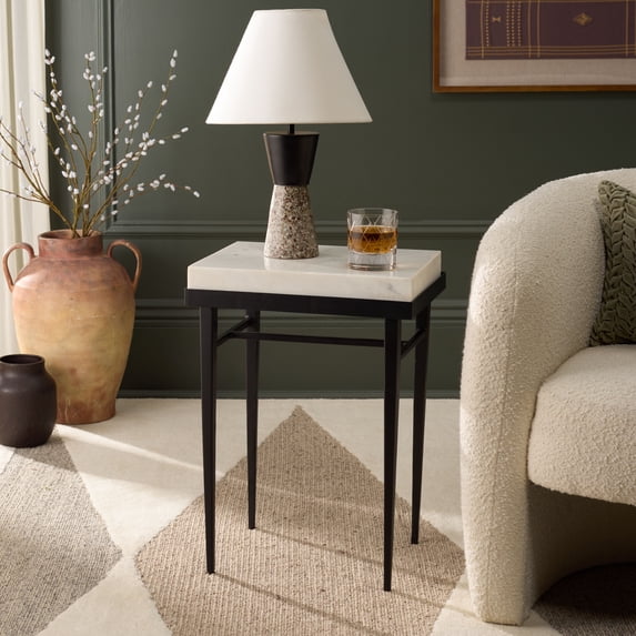 Safavieh Eldin Modern Metal End Table, Cream / Black