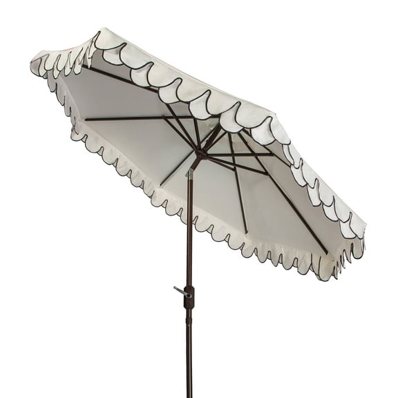 Safavieh Elegant 9' Market Auto Tilt Patio Umbrella, White/Black