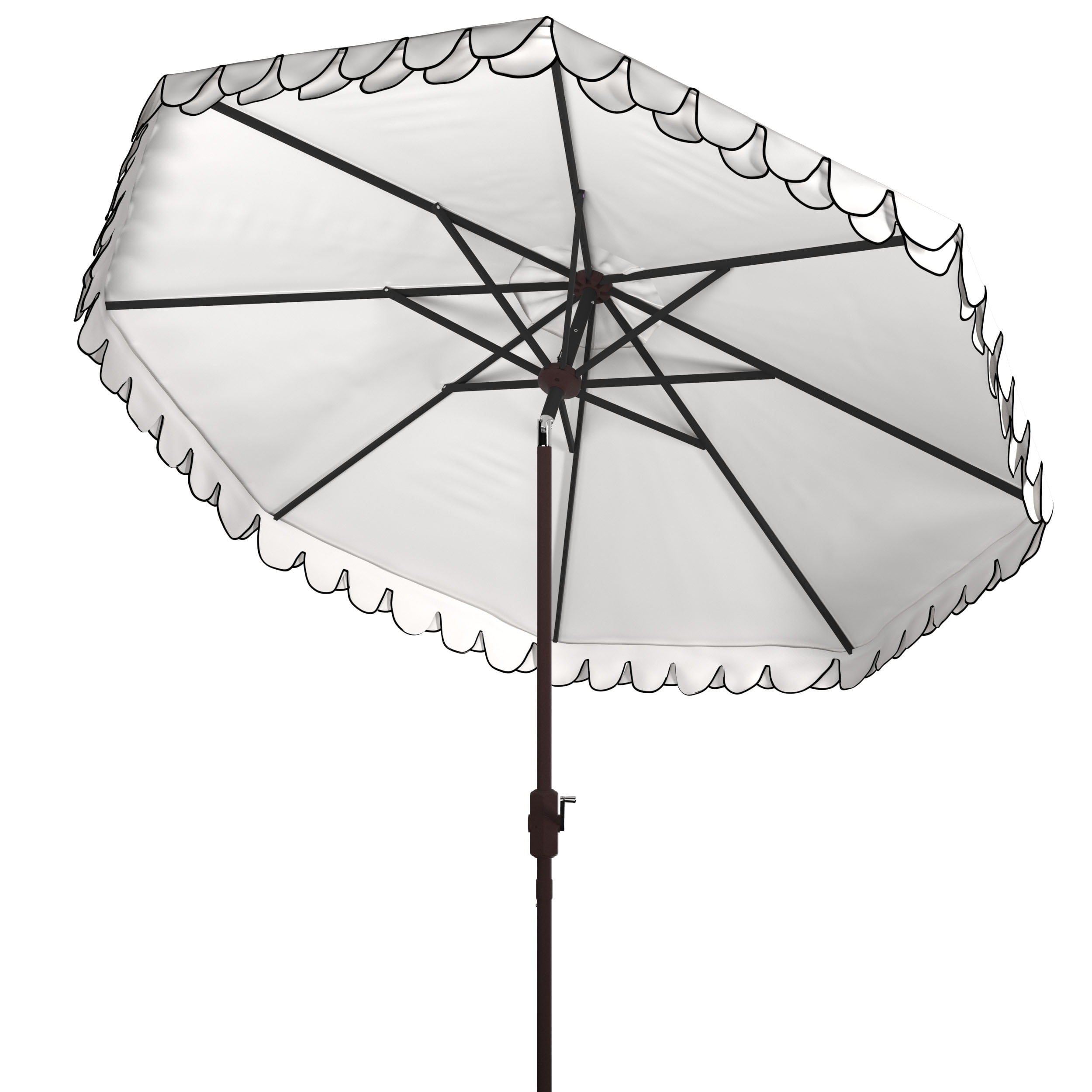 Ivory and Navy 9ft Polyester Auto Tilt Patio Umbrella