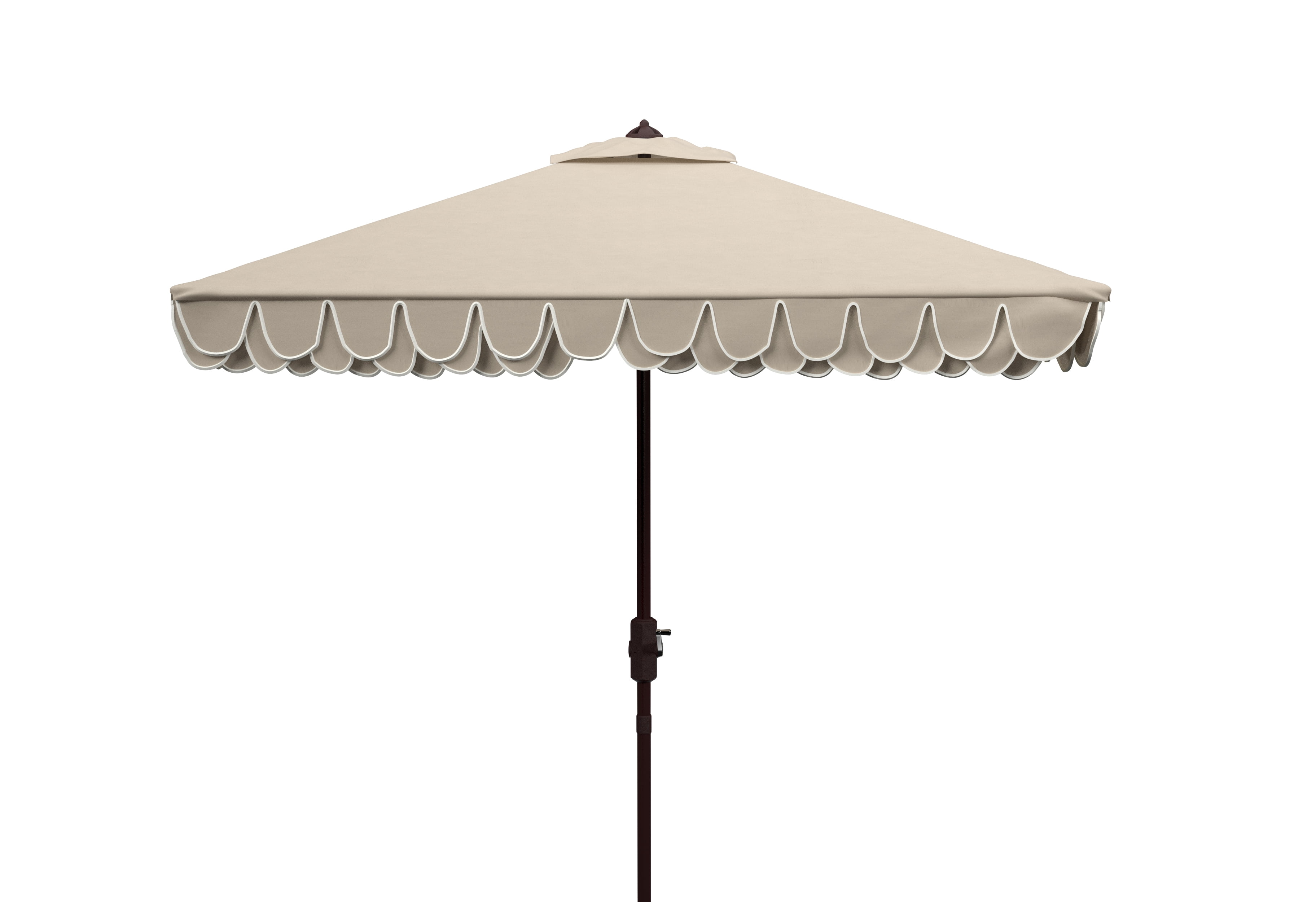 Safavieh Elegant Valance 7.5ft Square Metal/Polyester Umbrella in Beige/White
