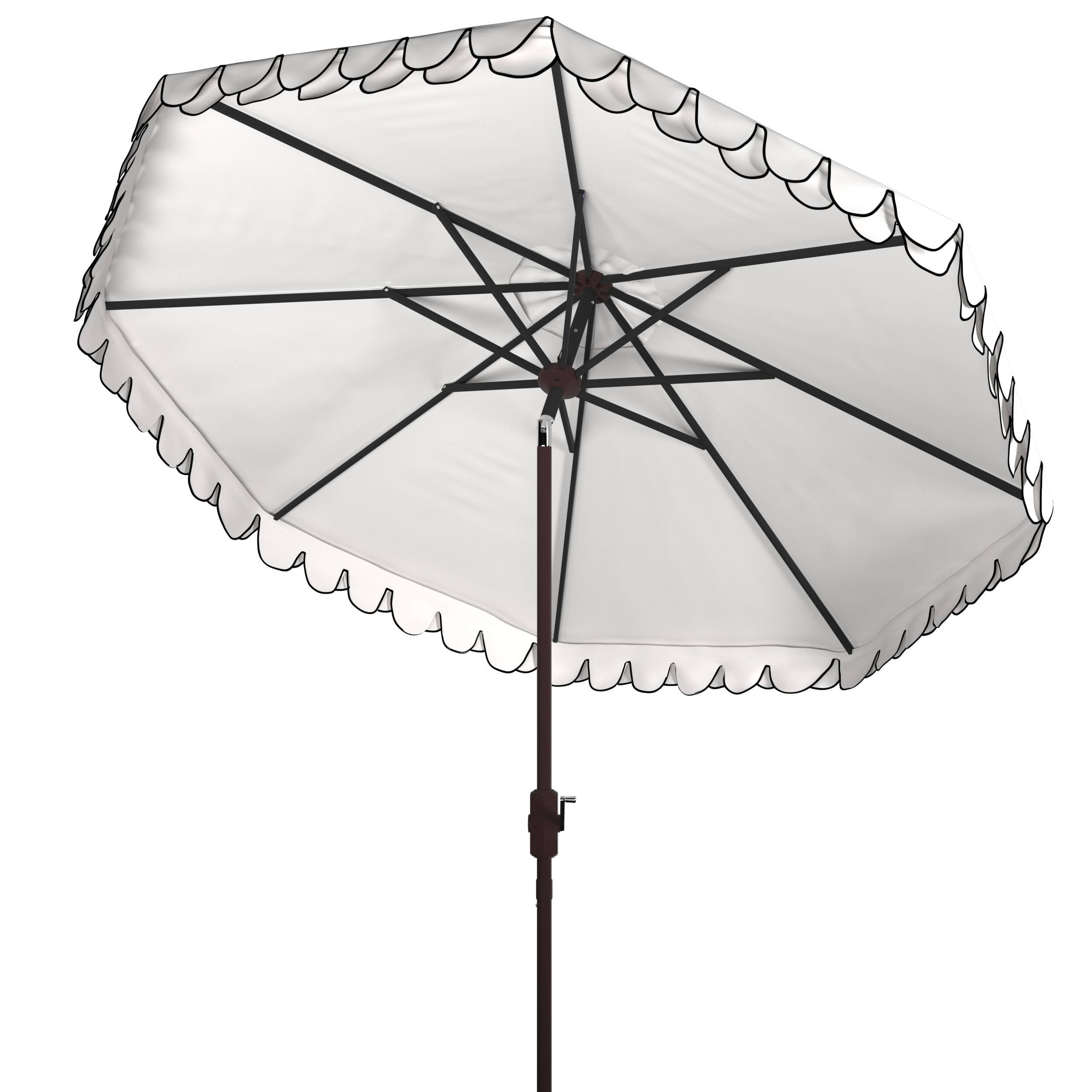 Ivory and Navy 9ft Polyester Auto Tilt Patio Umbrella