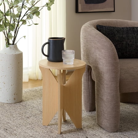 Safavieh Elken Morden Wood Round End Table, Sand