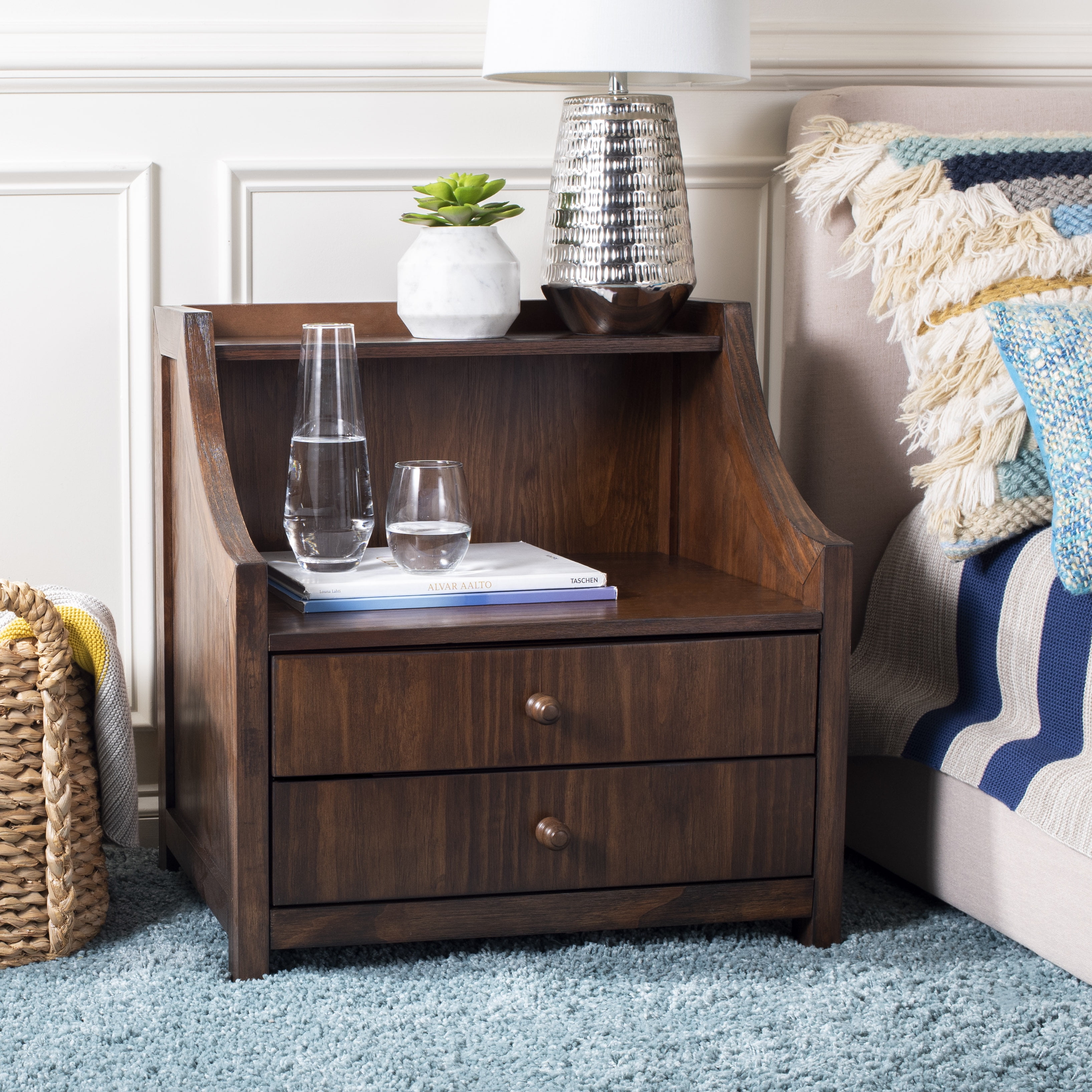 Safavieh Ellie 2 Drawer Rustic Contemporary Nightstand Walmart