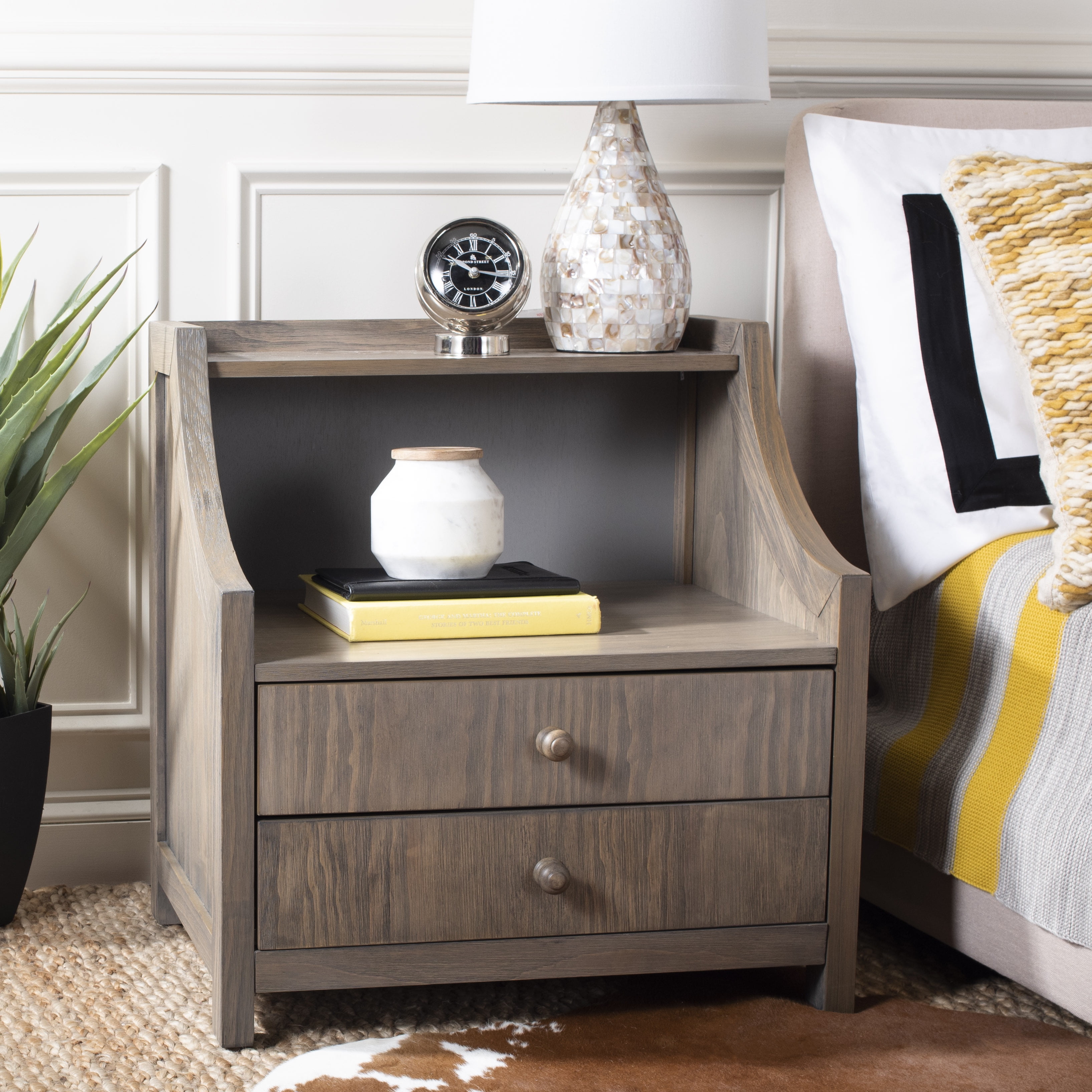 Safavieh Ellie 2 Drawer Rustic Contemporary Nightstand Walmart