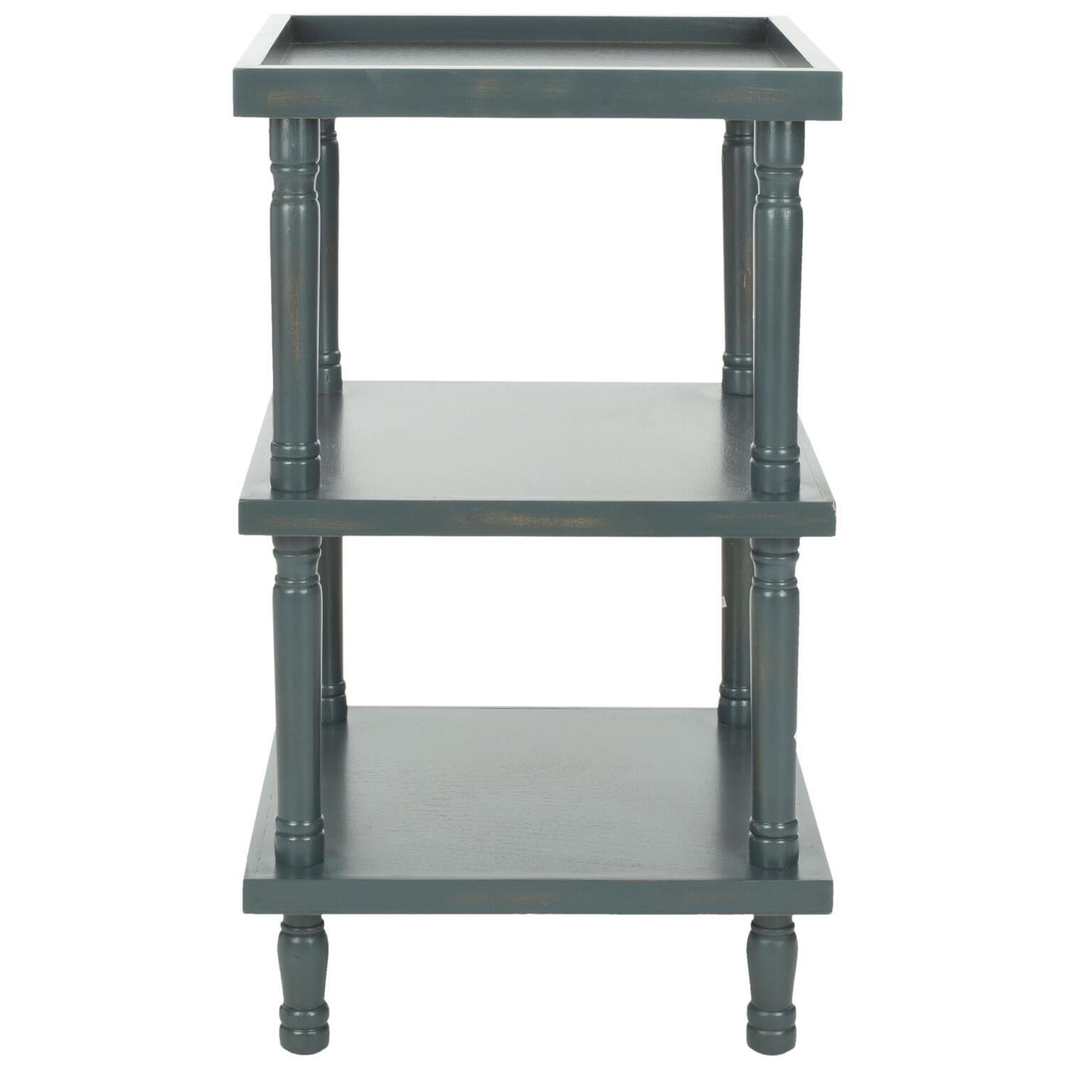Esmeralda Transitional 3-Tier Square Side Table in Blue/Gray