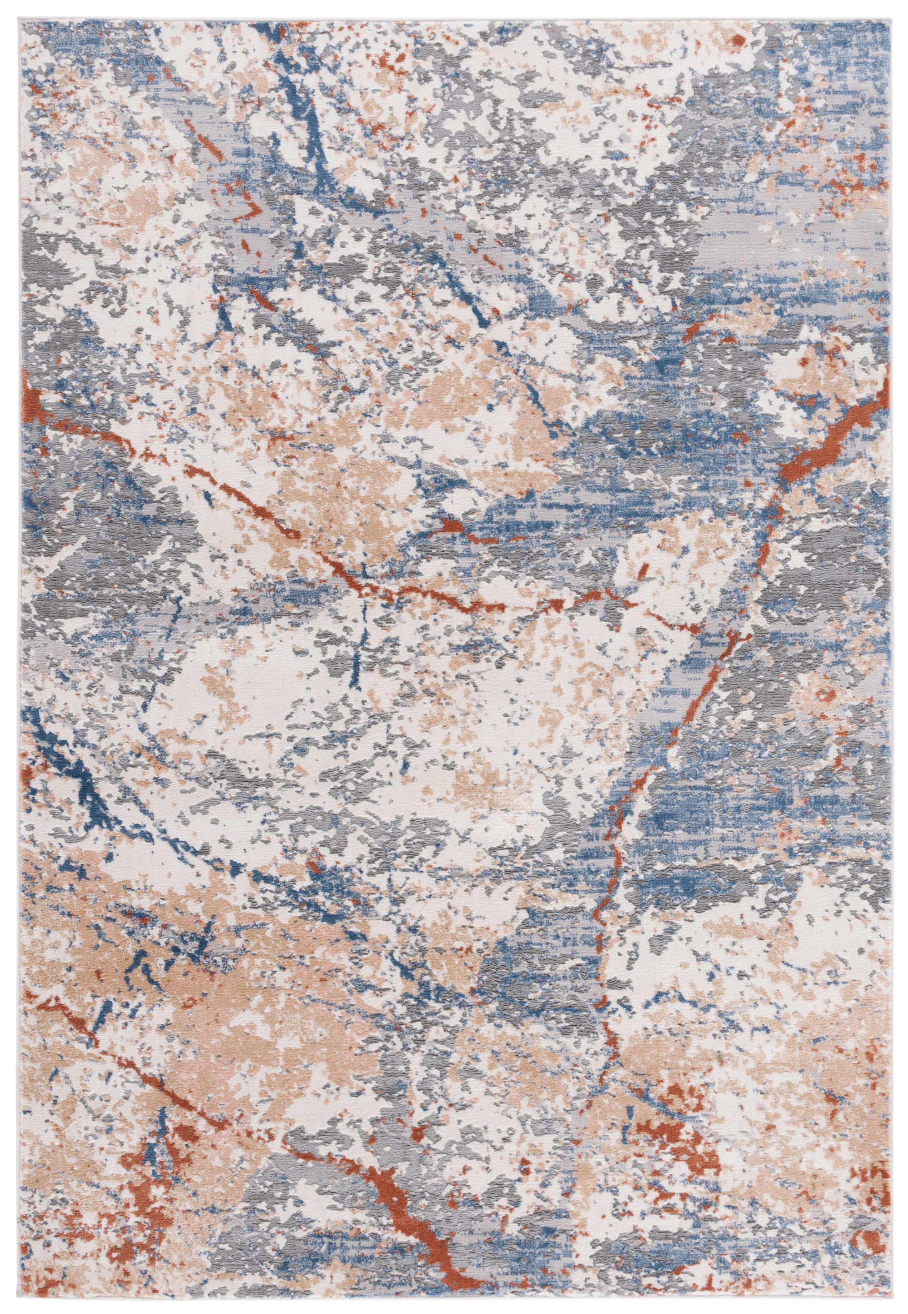 Eternal Grey and Blue Gold Hand-Knotted Synthetic Area Rug