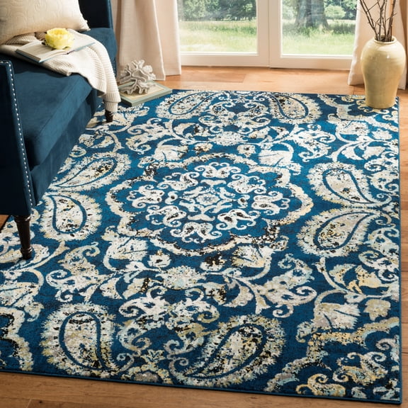 Safavieh Evoke Dori Distressed Vintage Boho Rug Royal/Ivory 5'1" x 7'6" Latex Free 5' x 8', 8' Runner Indoor