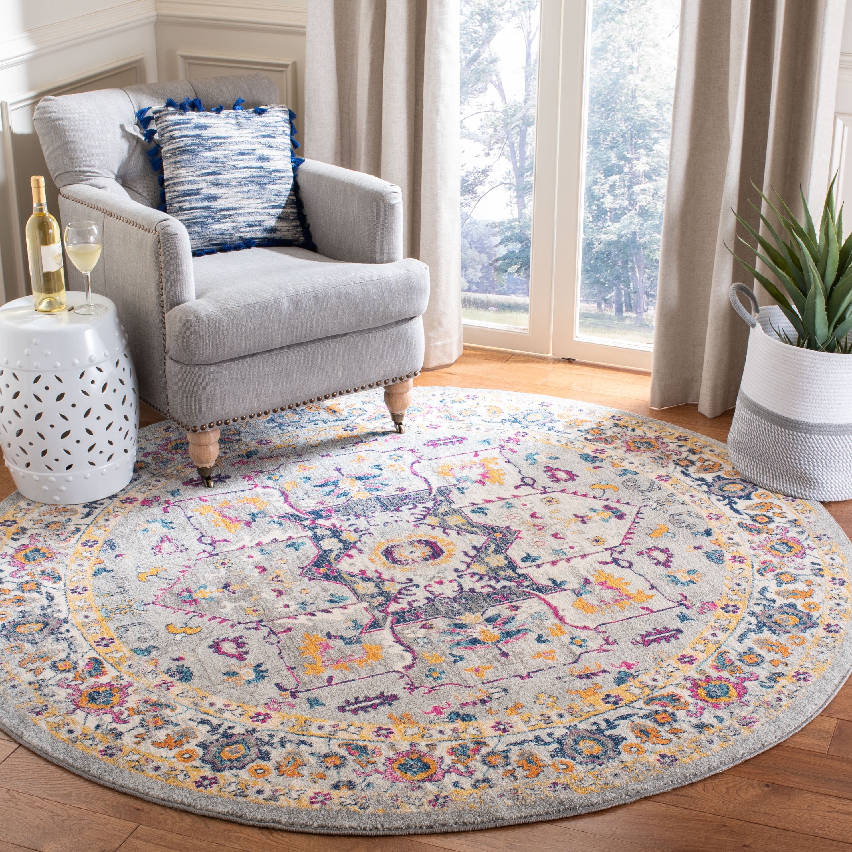 SAFAVIEH Evoke Westley Bordered Area Rug, Gray, 6'7