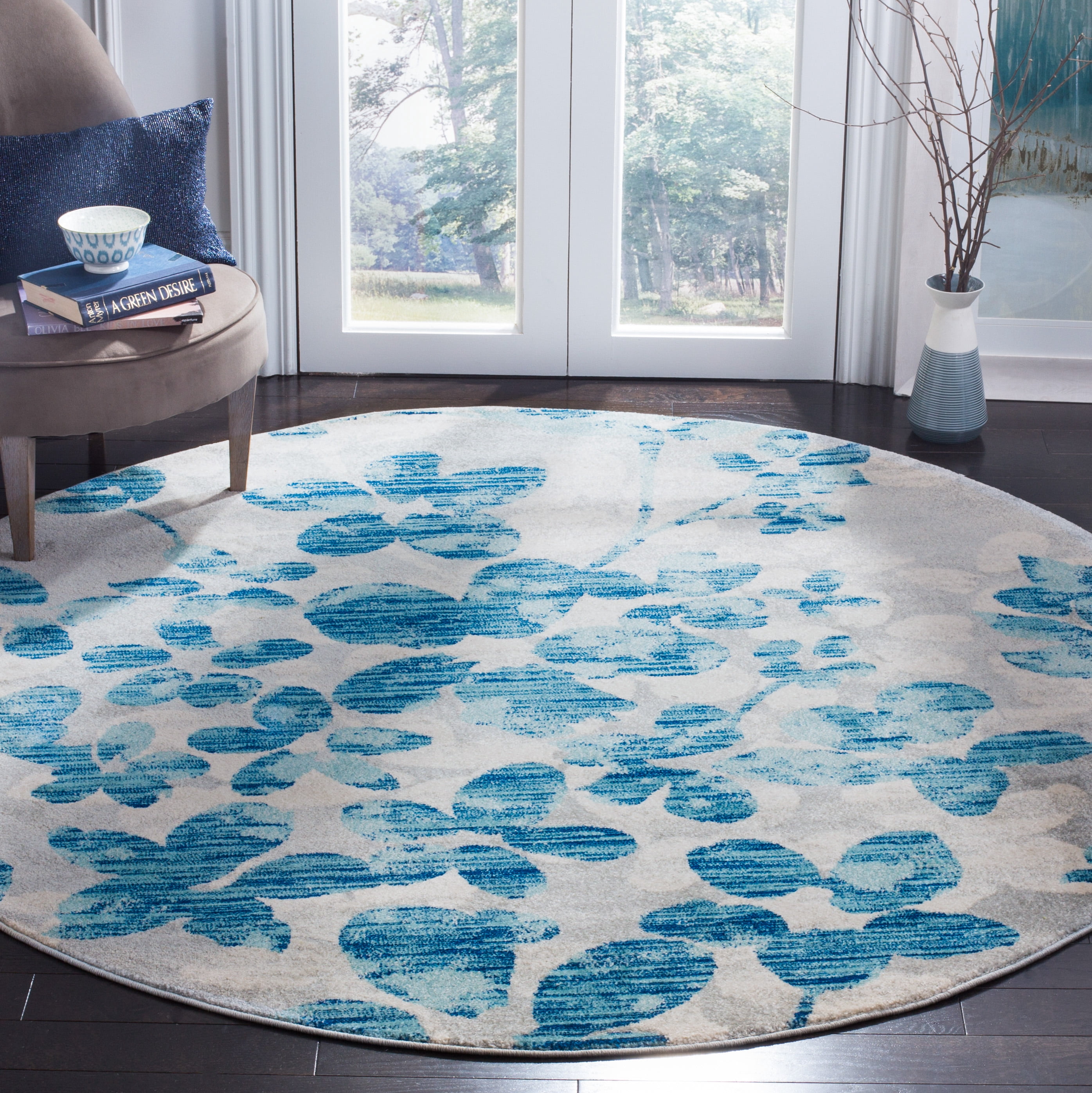 Safavieh Evoke Pavel Floral Area Rug, Gray/Light Blue, 3' x 3' Round