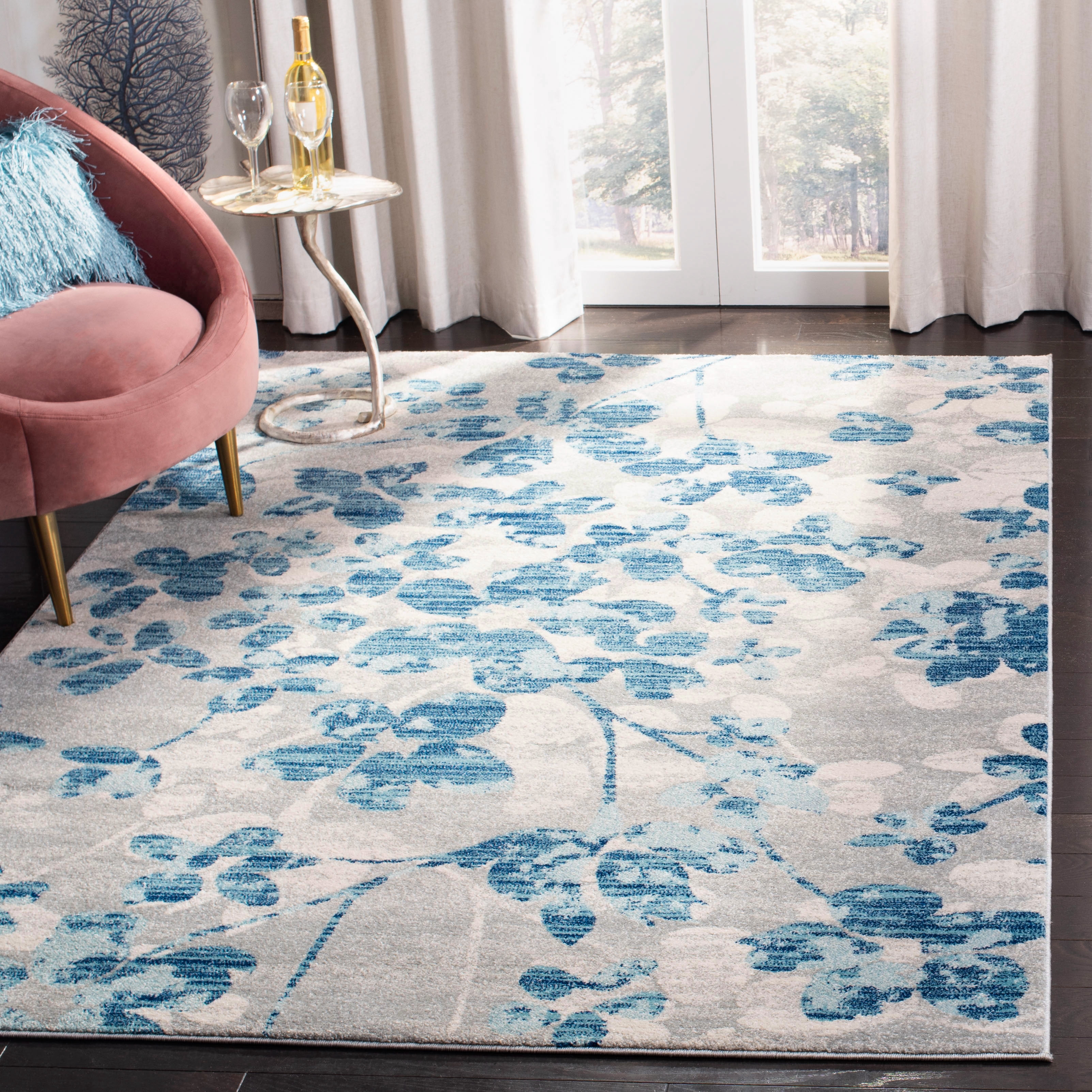 Safavieh Evoke Pavel Floral Area Rug, Gray/Light Blue, 3' x 3' Square