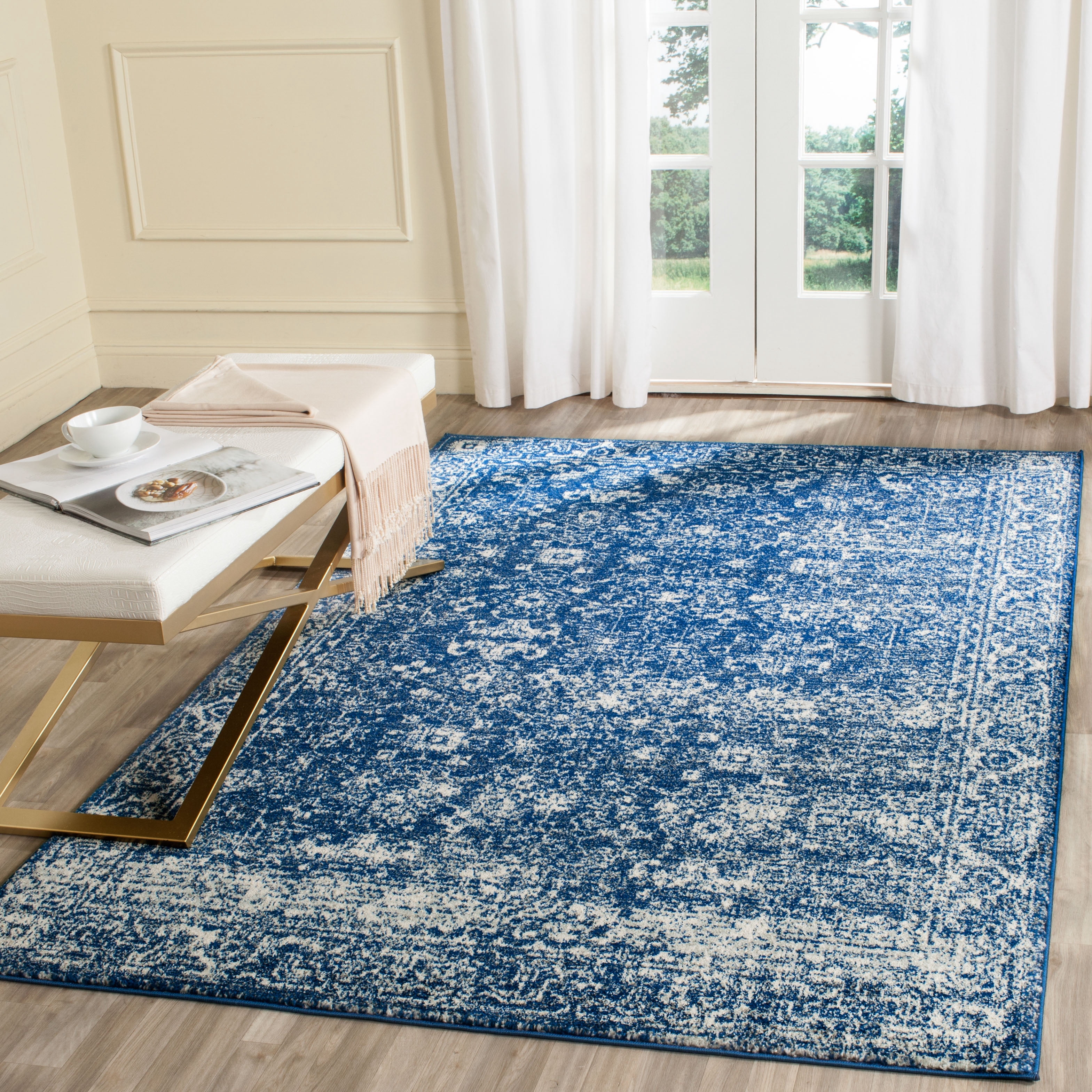 Safavieh Evoke Ronald Bordered Area Rug, Navy/Ivory, 3' x 3' Square