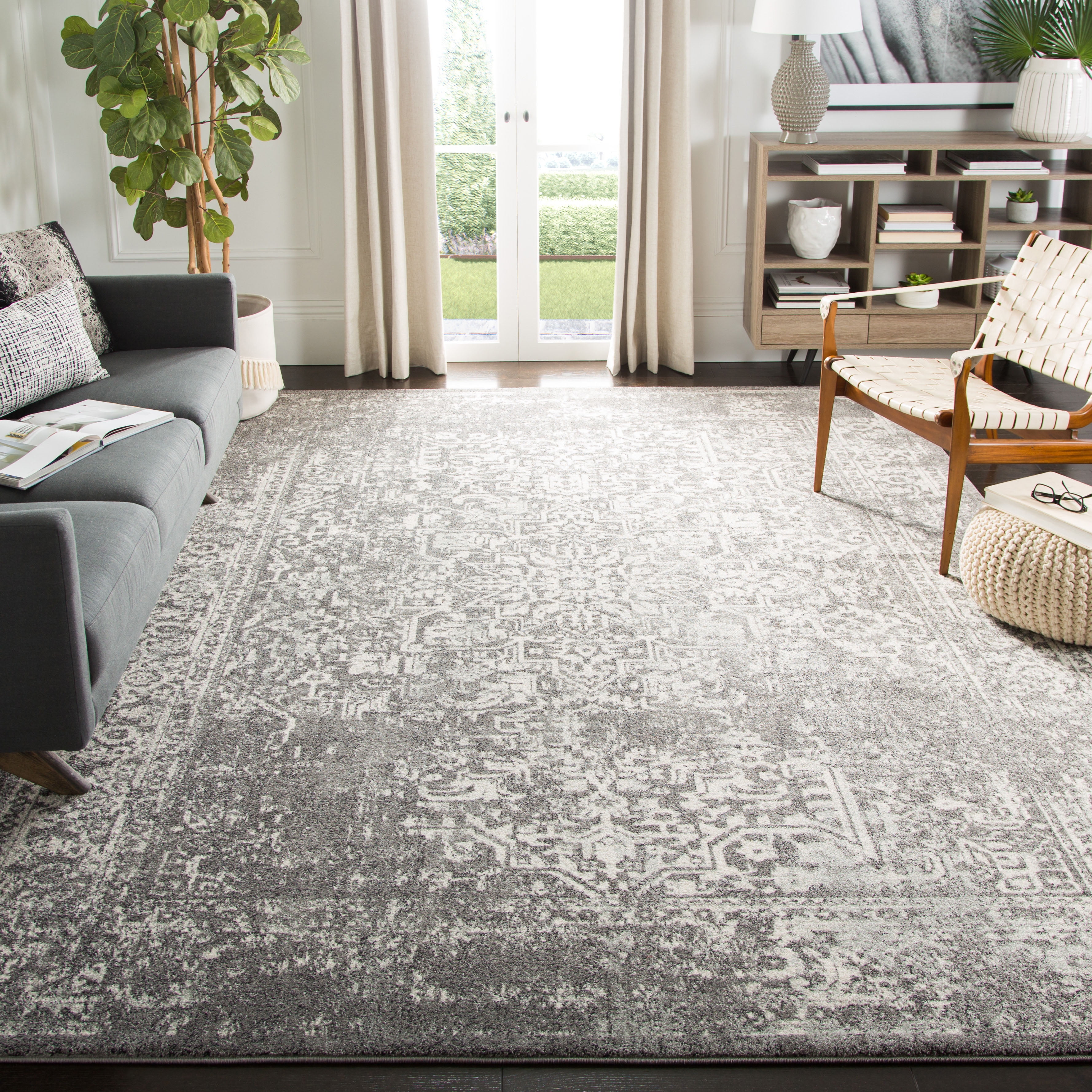 Safavieh Evoke Trena Floral Area Rug, Gray/Ivory, 8' x 8' Square