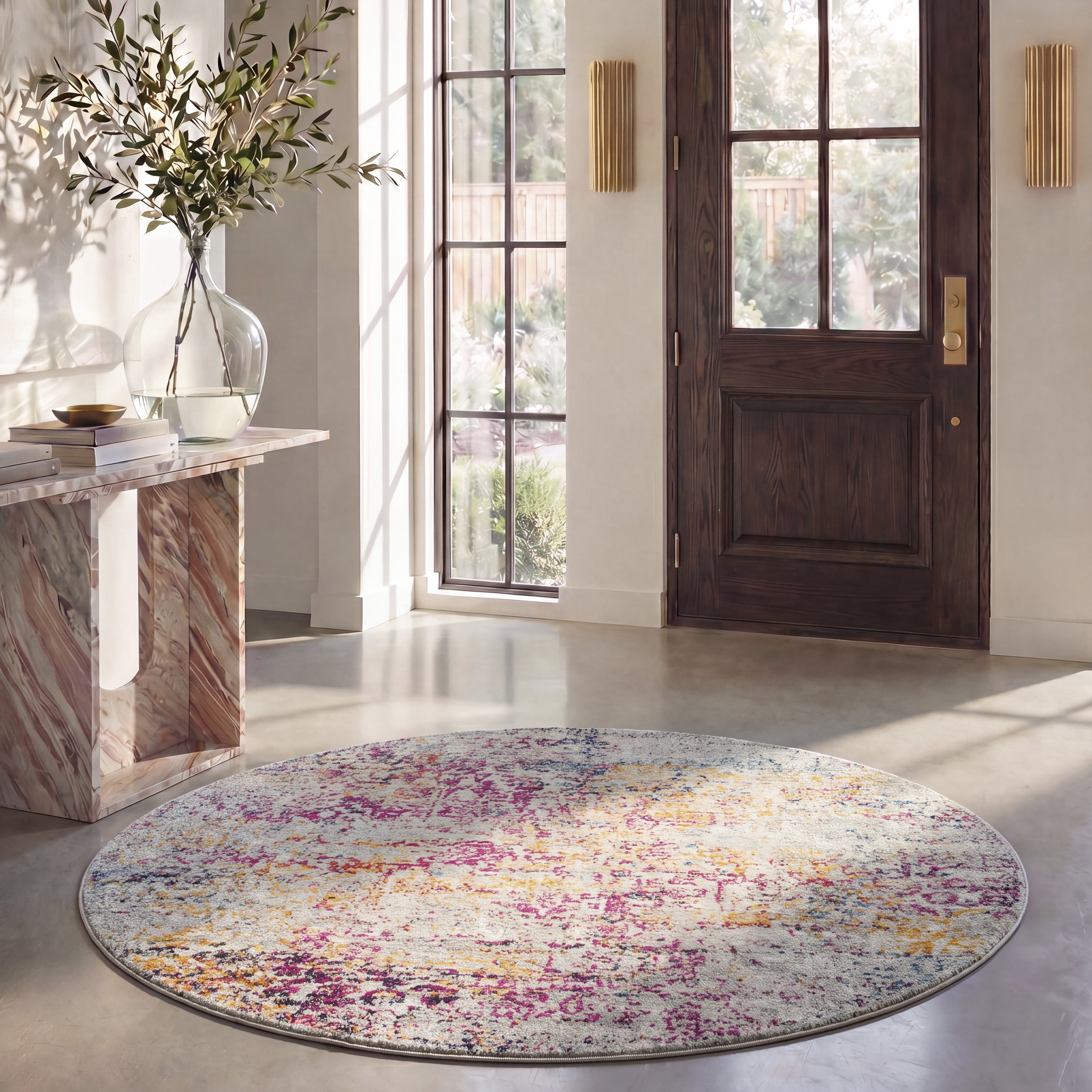 Safavieh Evoke Trena Floral Area Rug, Ivory/Fuchsia, 3' x 3' Round