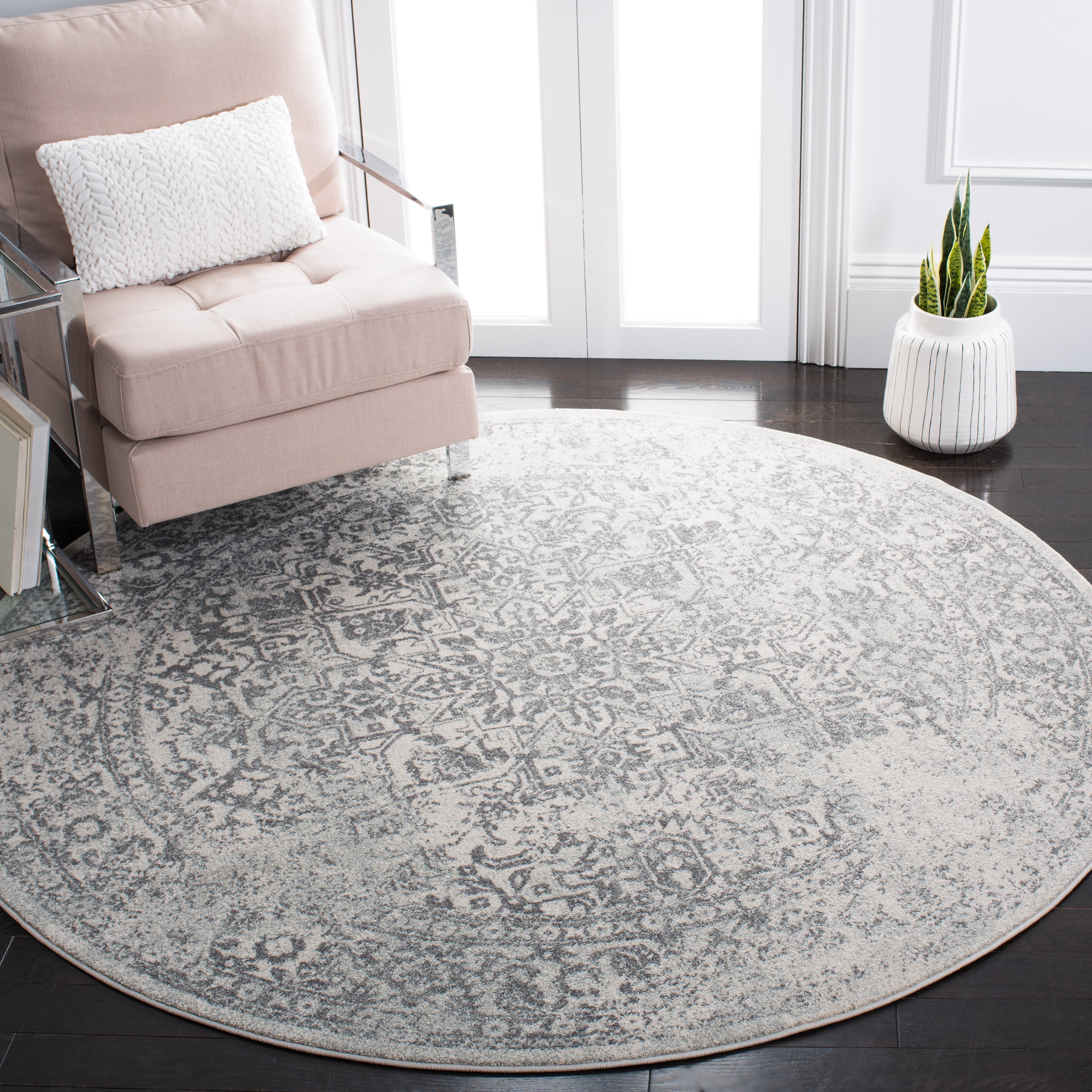 Safavieh Evoke Trena Floral Area Rug, Ivory/Gray, 9' x 9' Round
