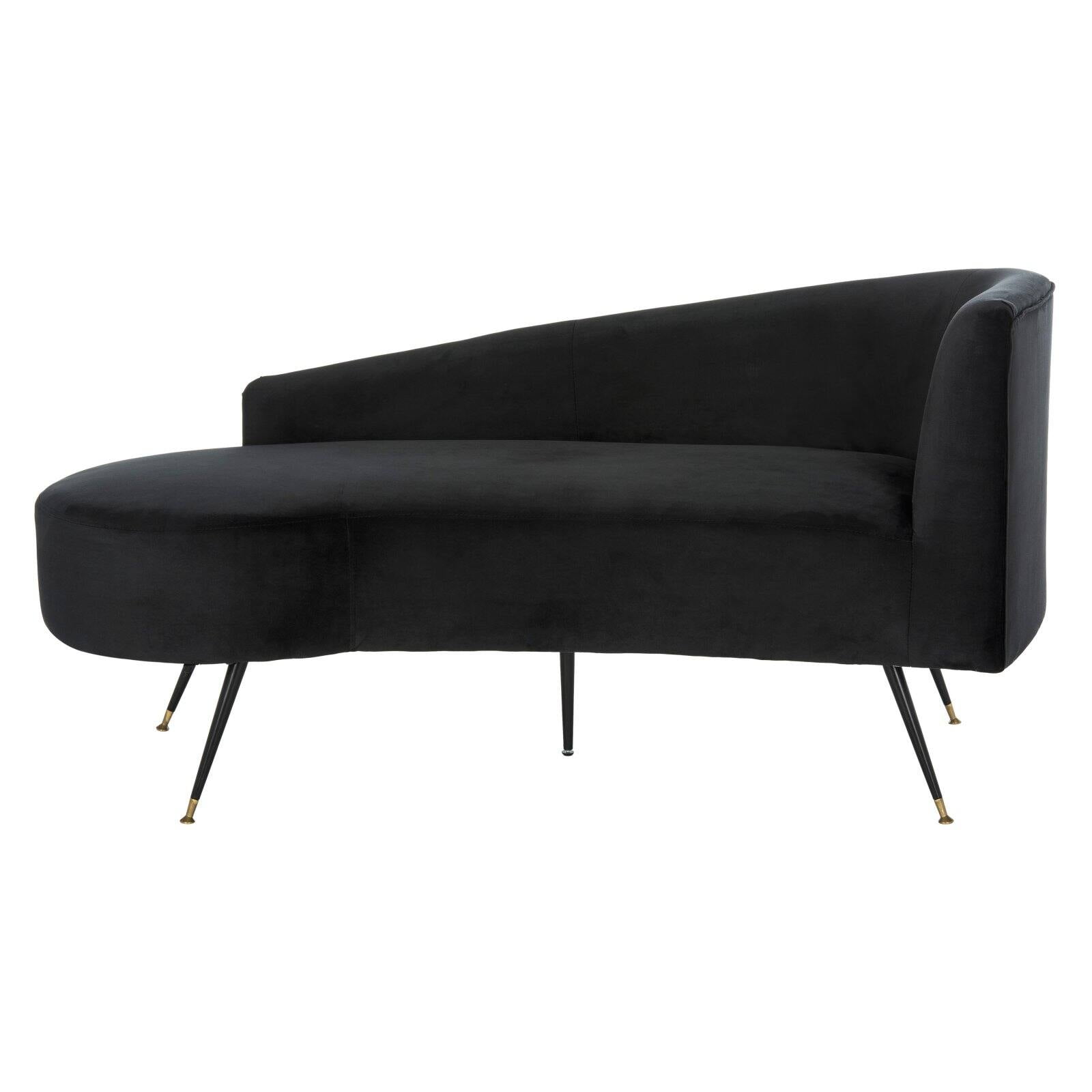 Chic Evangeline Black Velvet and Gold Metal Settee, 58"x27"