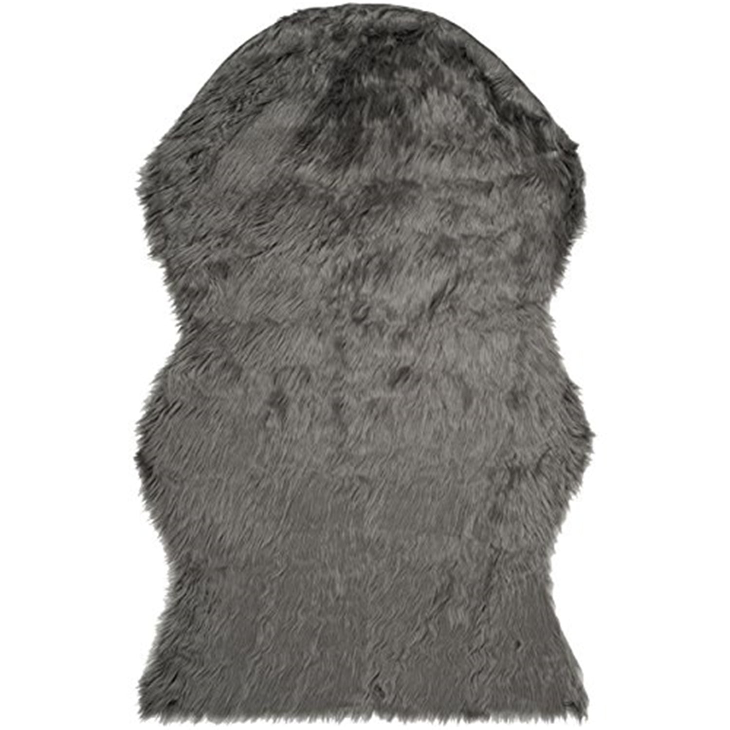 Luxurious Gray Faux Sheepskin 4' x 6' Tufted Area Rug