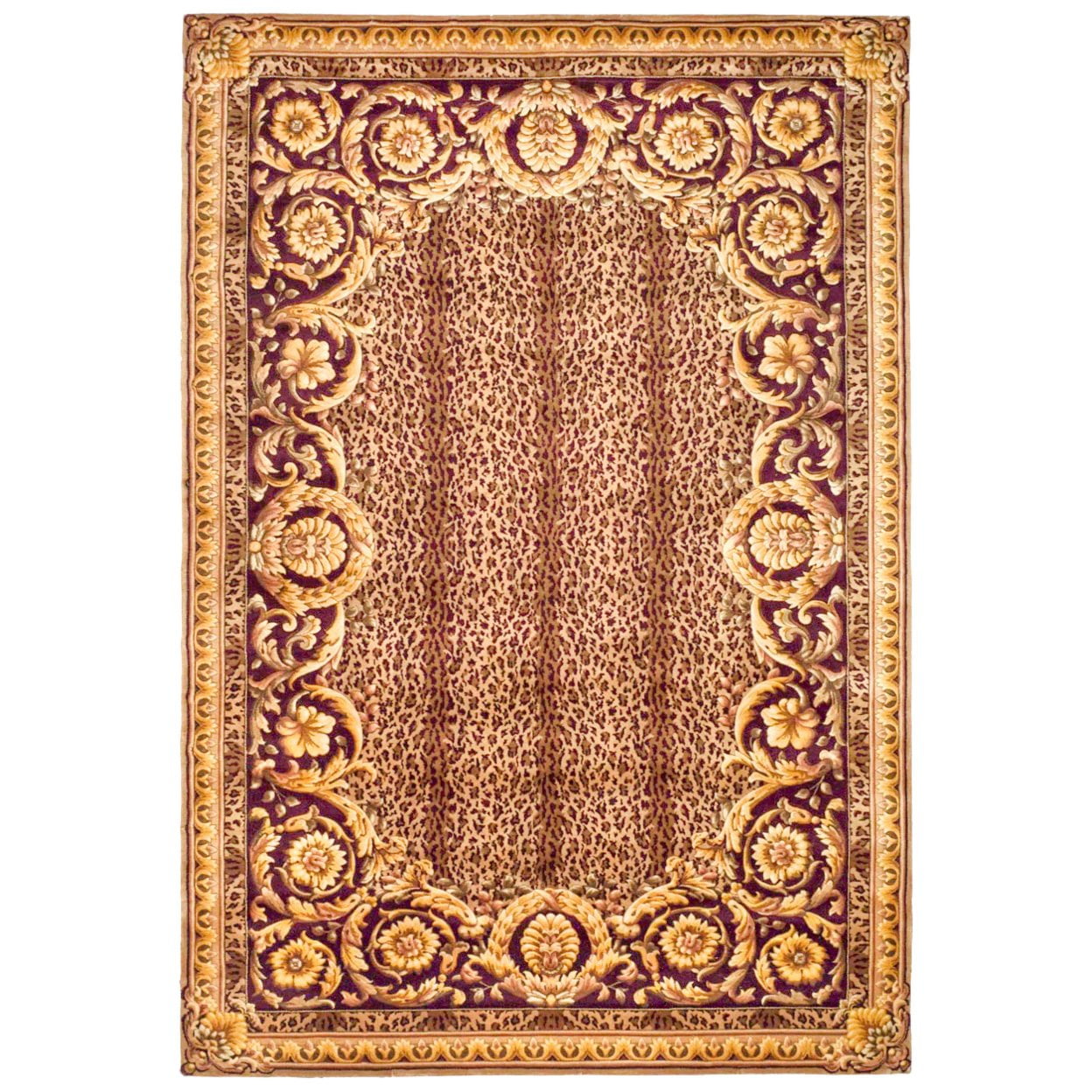 Florence Hand-Knotted Wool Oriental Rug in Rich Gold and Burgundy