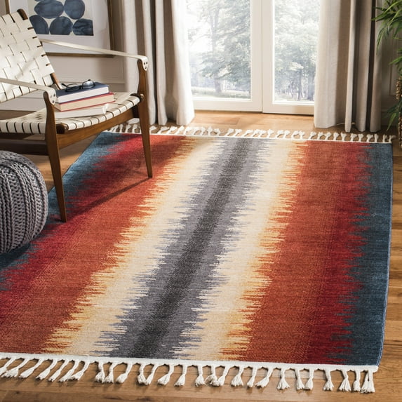 Safavieh Farmhouse Bridger Striped Area Rug, Navy/Orange, 3' x 5'
