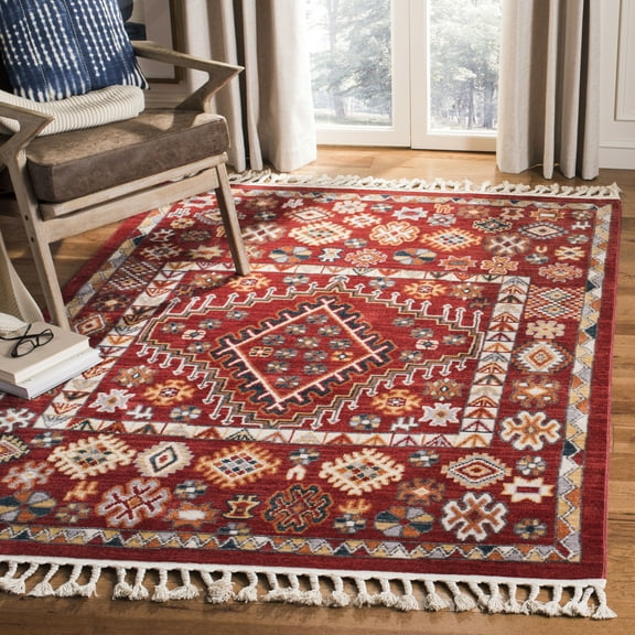 Safavieh Farmhouse Holli Boho Tribal Polyester Rug 8' x 10' 8' x 10' Indoor Living Room,Entryway,Dining Room Rectangle