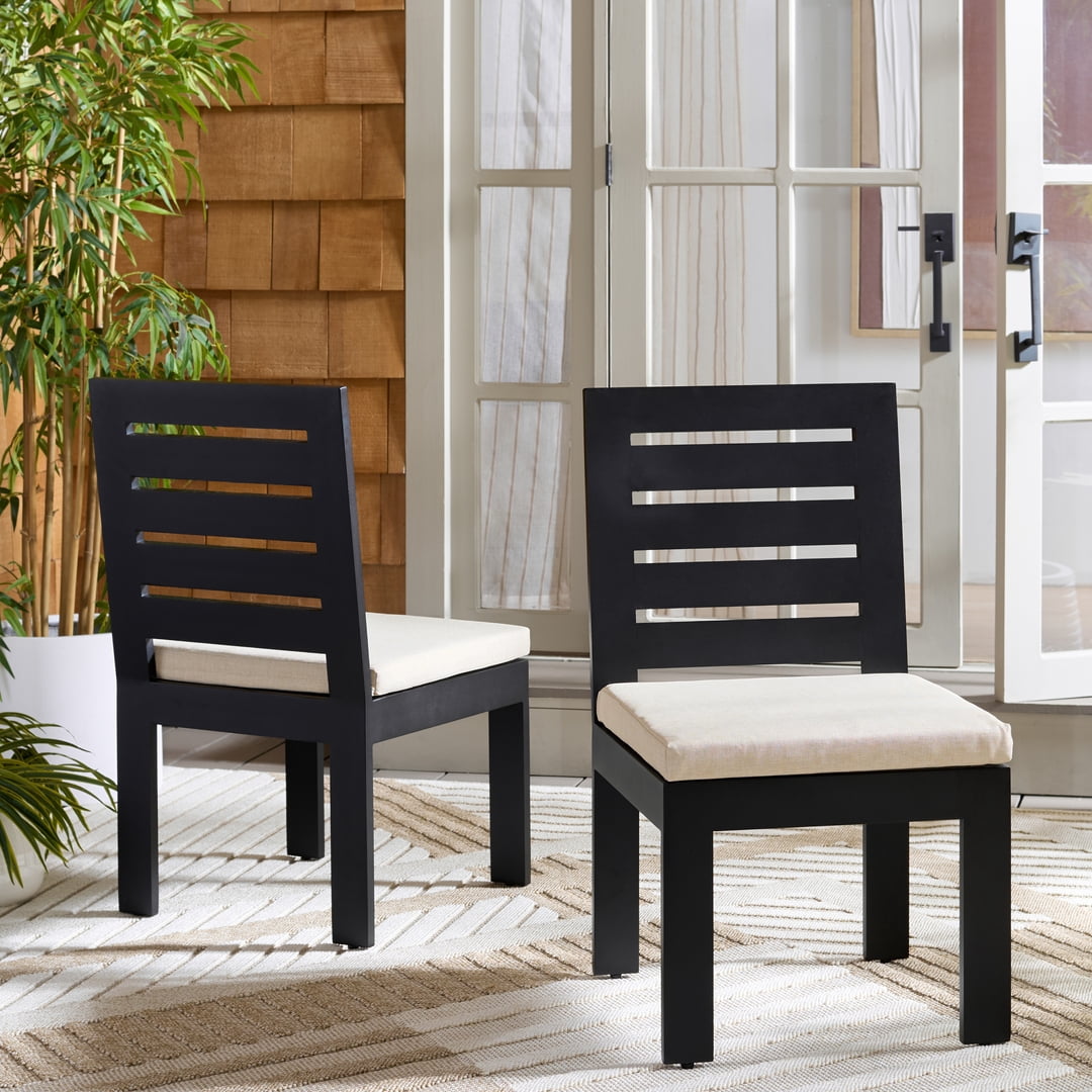 Safavieh Fash Metal Outdoor Dining Side Chair - Set of 2, Black/Taupe