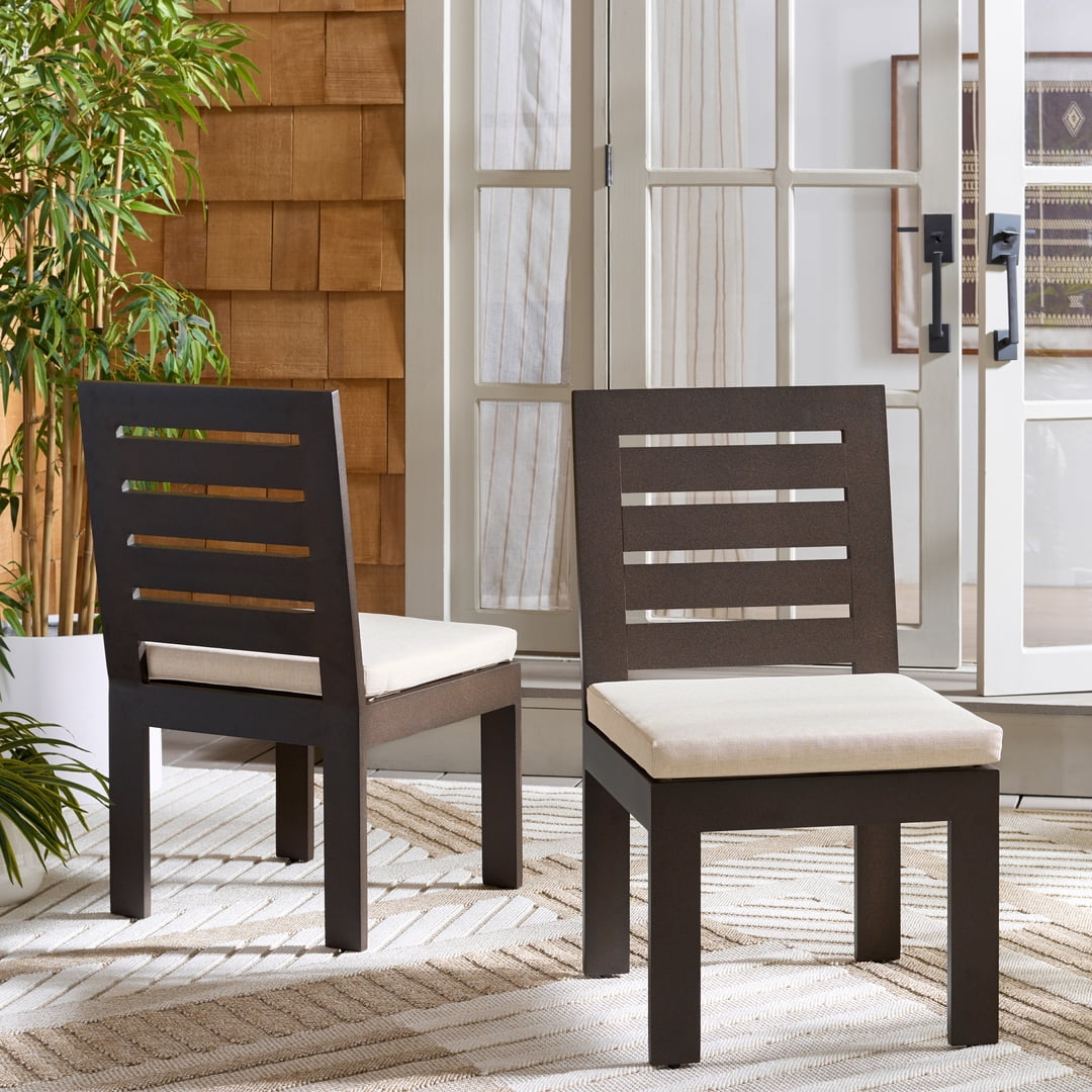 Safavieh Fash Metal Outdoor Dining Side Chair - Set of 2, Brown/Taupe