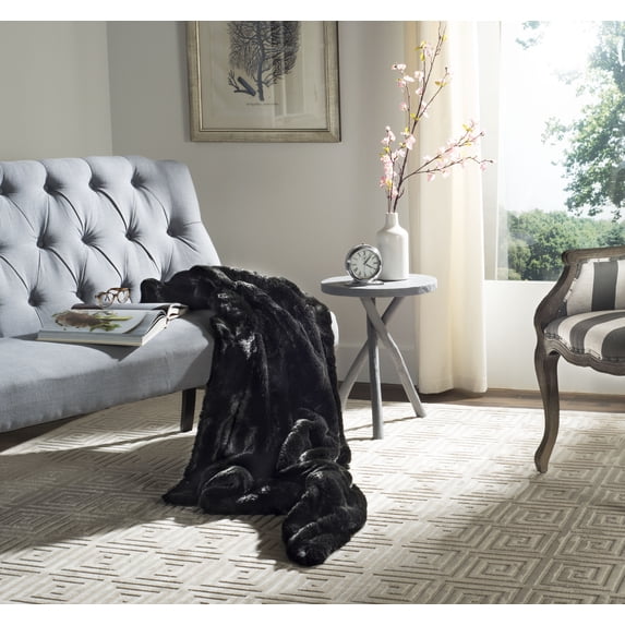 Safavieh Faux Black Mink Solid Fur Throw