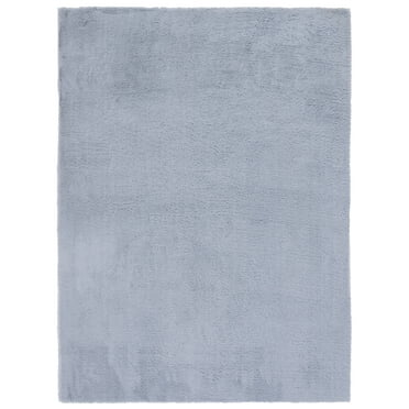 Safavieh  Faux Rabbit Fur Machine Washable Slip Resistant Editha Shag Rug 3' x 5' - Light Grey
