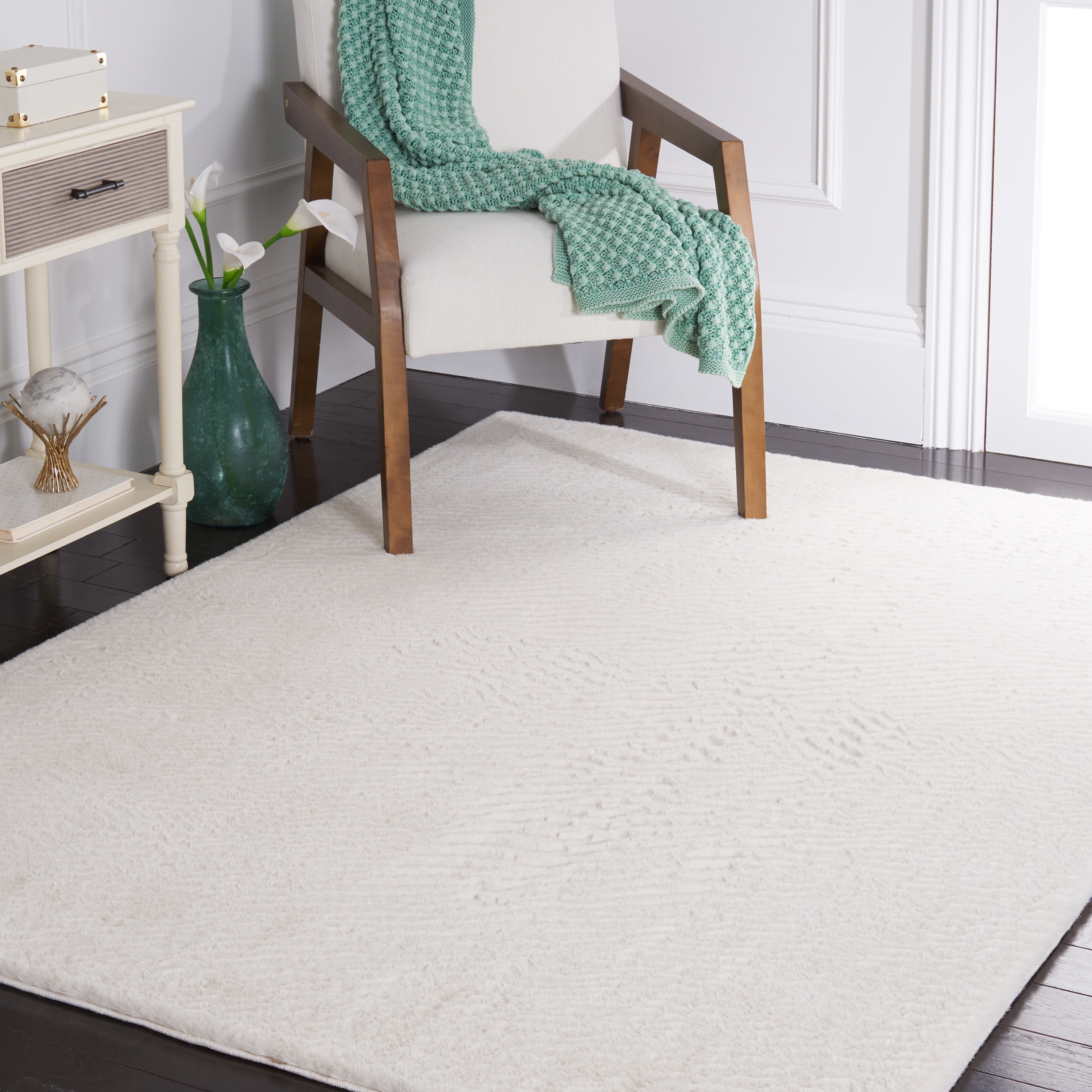 White Rabbit Fur Rug Safavieh Faux Rabbit Fur David Solid Machine Washable Slip Resistant ...