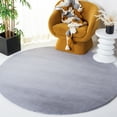 thumbnail image 1 of Safavieh Faux Rabbit Fur David Solid Machine Washable Slip Resistant Area Rug, Light Gray, 6' x 6' Round, 1 of 13