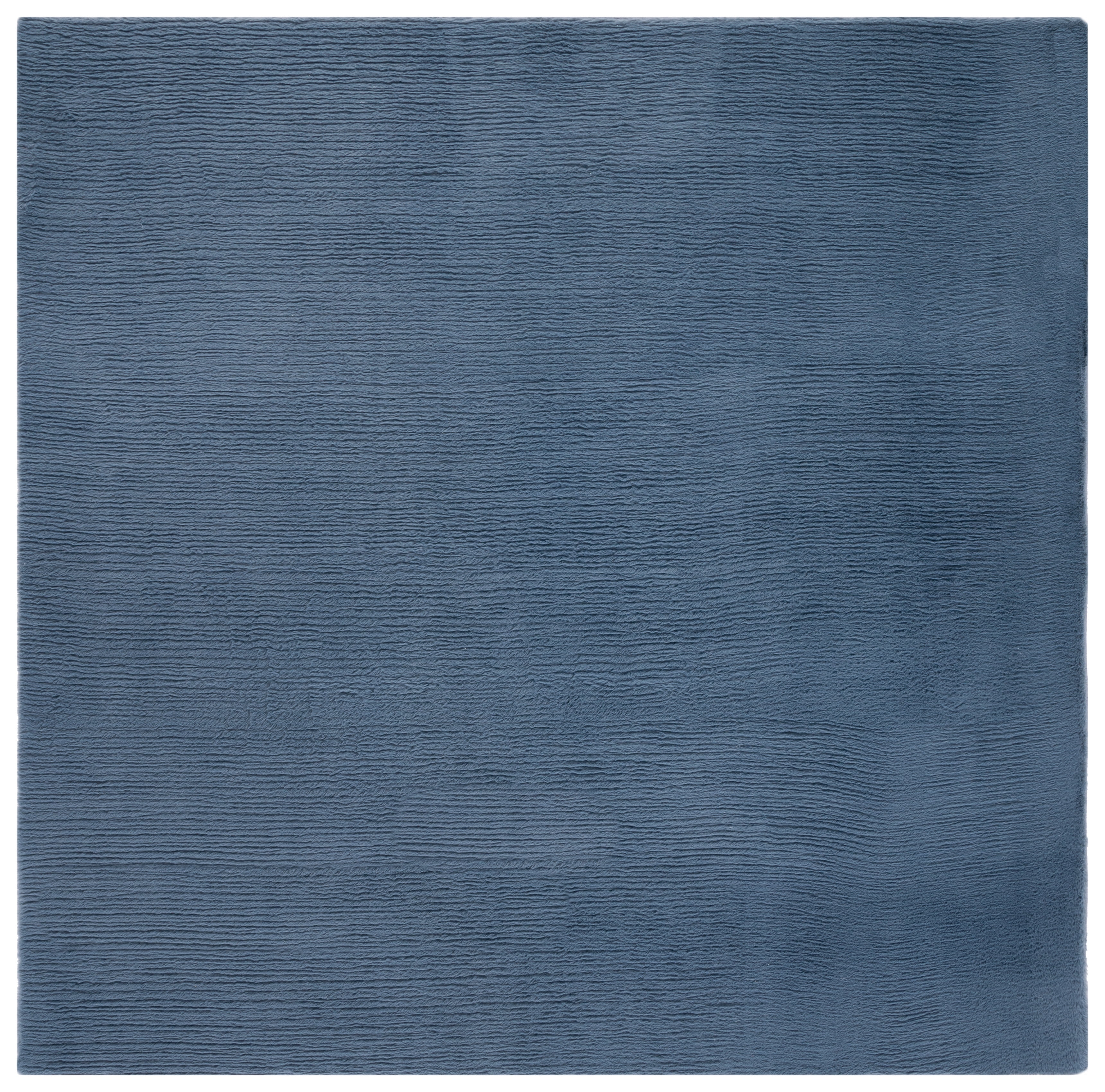Luxurious Gray Faux Rabbit Fur 6' Square Area Rug