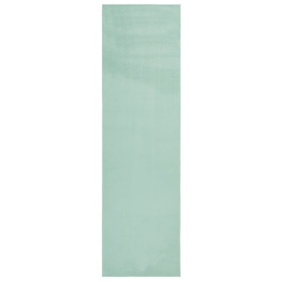 SAFAVIEH Faux Rabbit Fur Daven Solid Polyester Machine Washable Runner Rug, Sage, 2'3" x 8'
