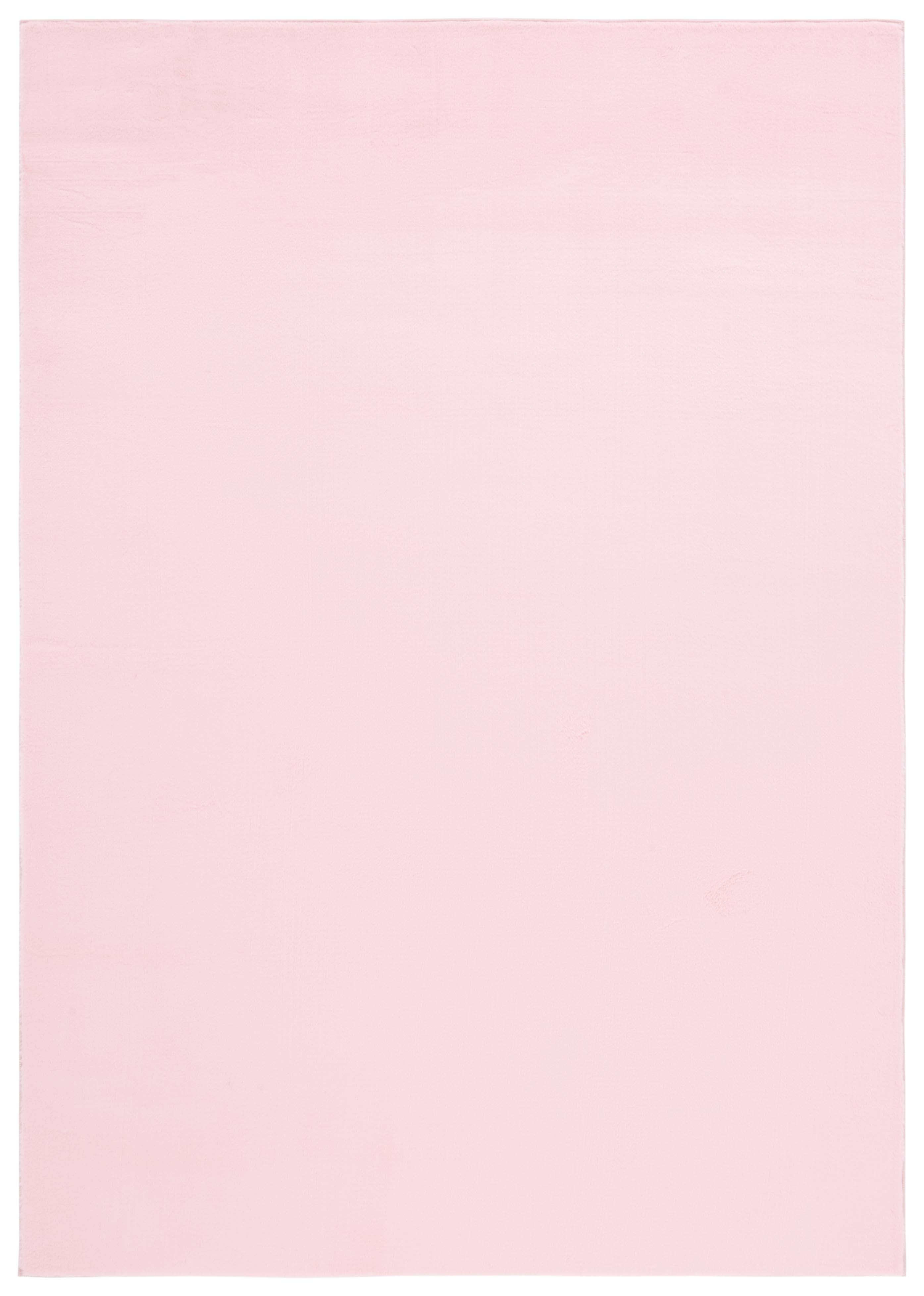 Pink Faux Rabbit Fur 5' x 7' Machine Washable Area Rug