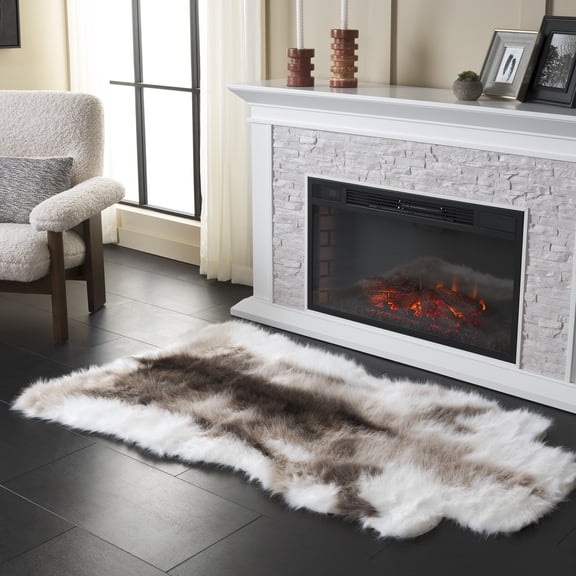 Safavieh Faux Sheep Skin Joandra Natural Area Rug, Ivory/Brown, 3' x 5'