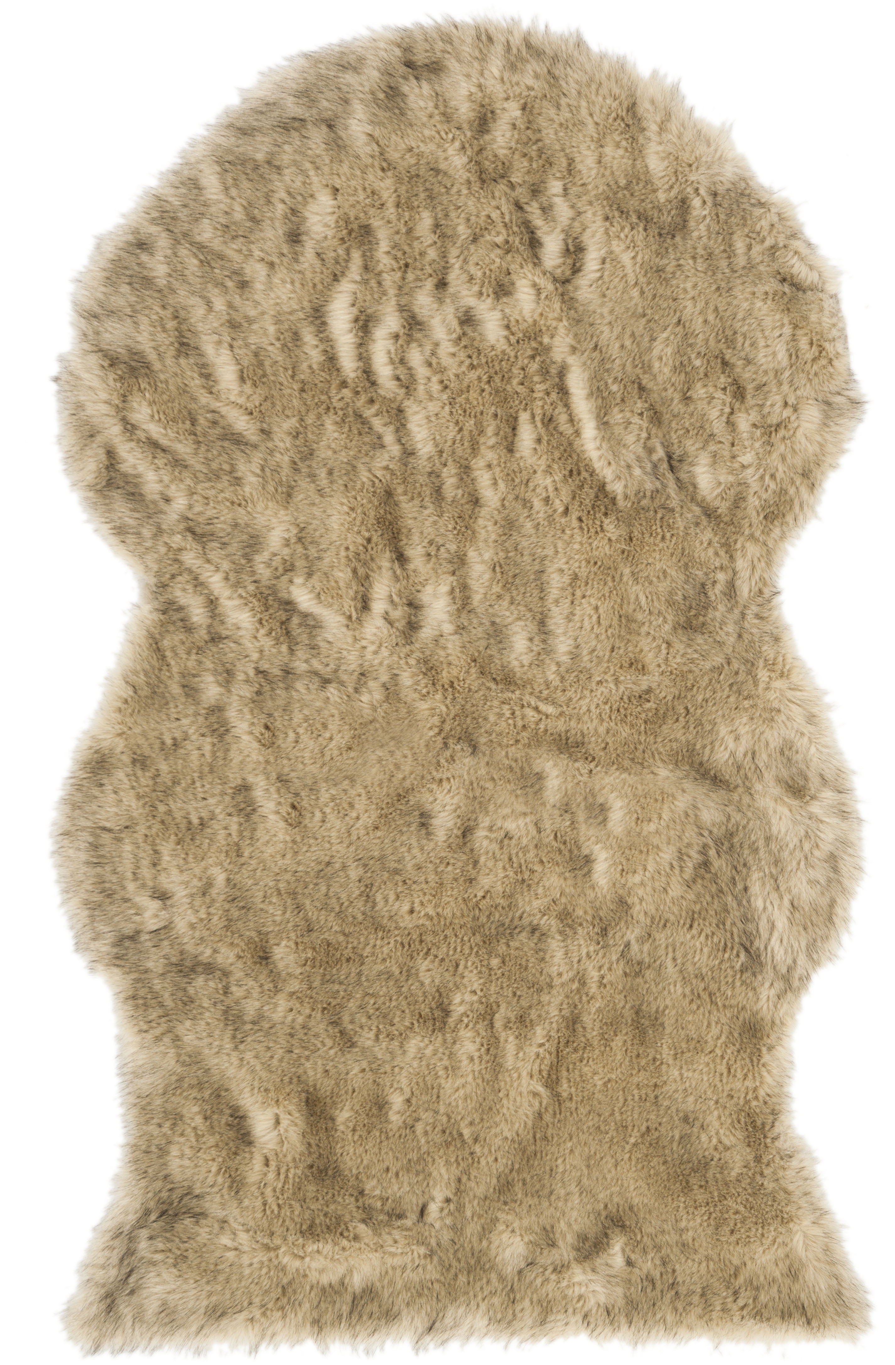 Save 17% • Luxurious Light Grey & Black Faux Sheepskin Shag Rug 3' x 5'
