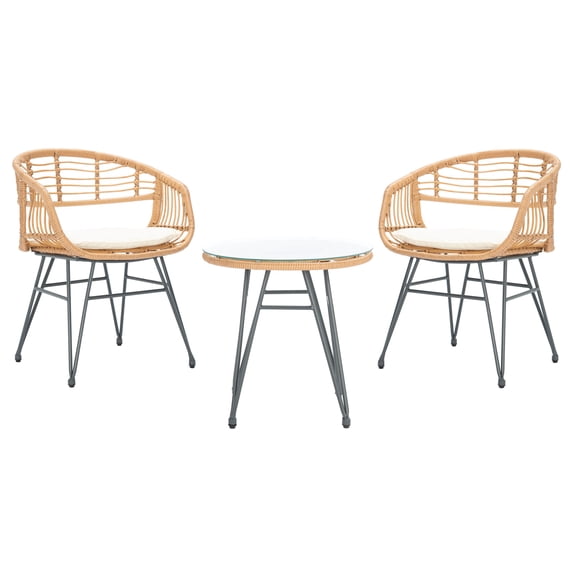 Safavieh Ferla Outdoor Patio 3 Pc Bistro Set - Natural/Beige