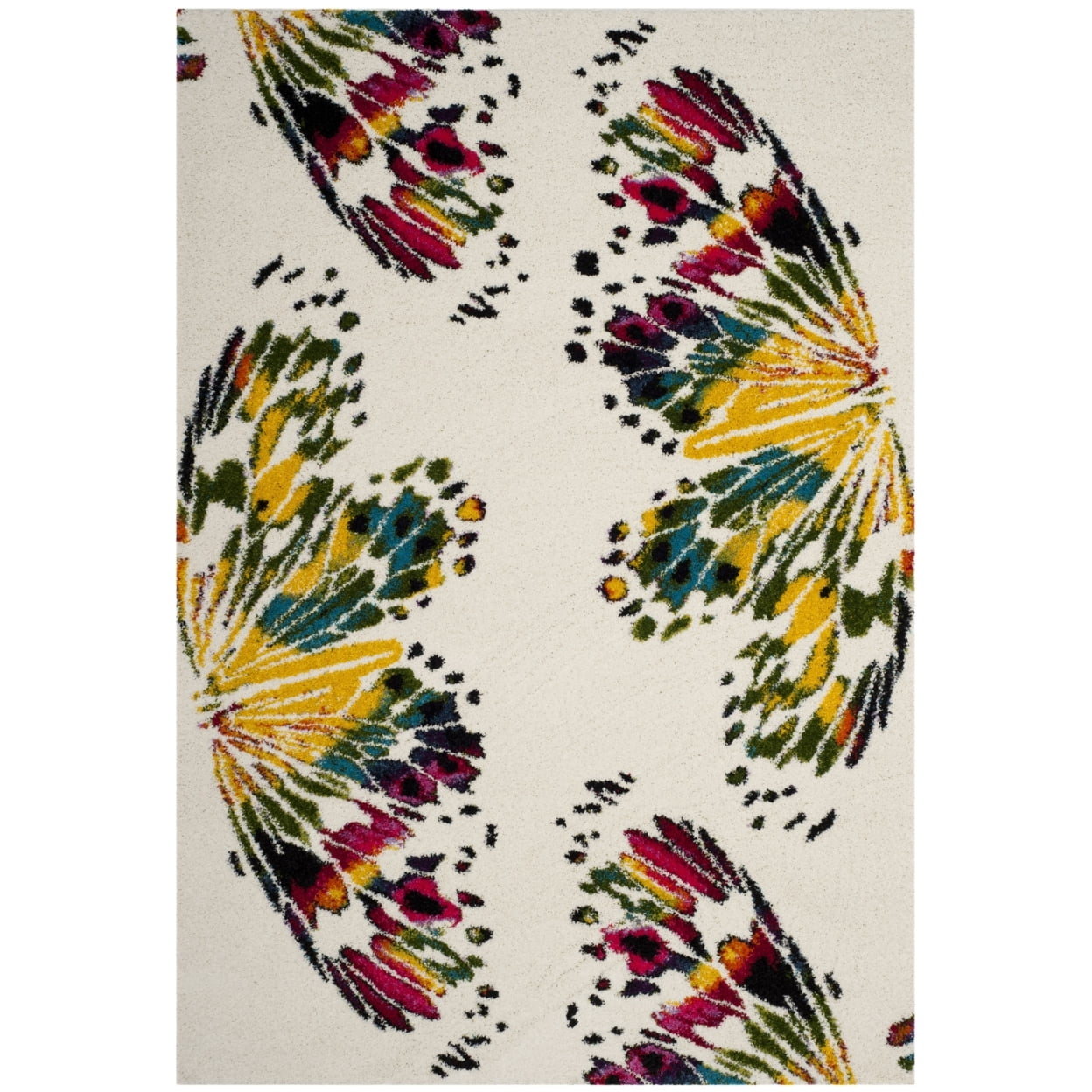 Safavieh Fiesta Shag Autumn Abstract Rug Cream/Multi 4' x 6' 4' x 6 ...