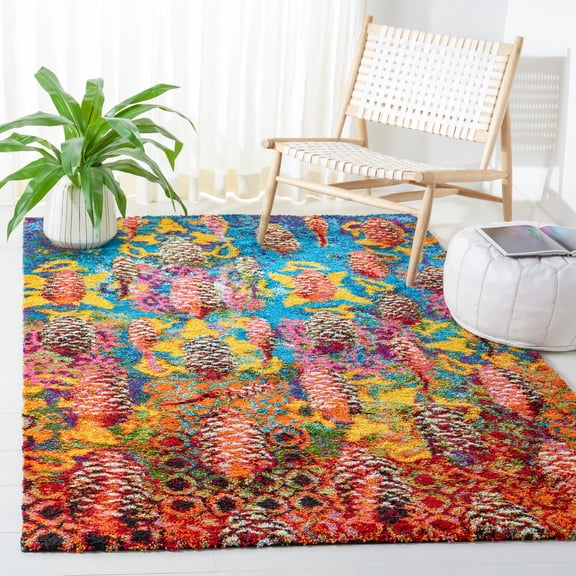Safavieh Fiesta Jewell Southwestern Shag Area Rug, Turquoise/Multi, 4' x 6'