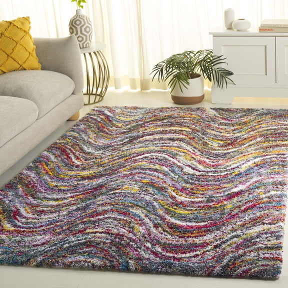 Safavieh Fiesta Jeremy Chevron Shag Area Rug, Multi, 6'7" x 9'2"
