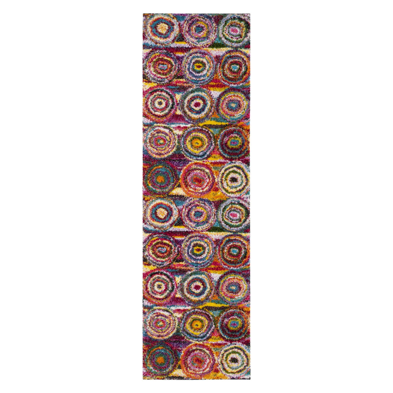 Colorful Abstract Red and Multi Shag Rug for Kids