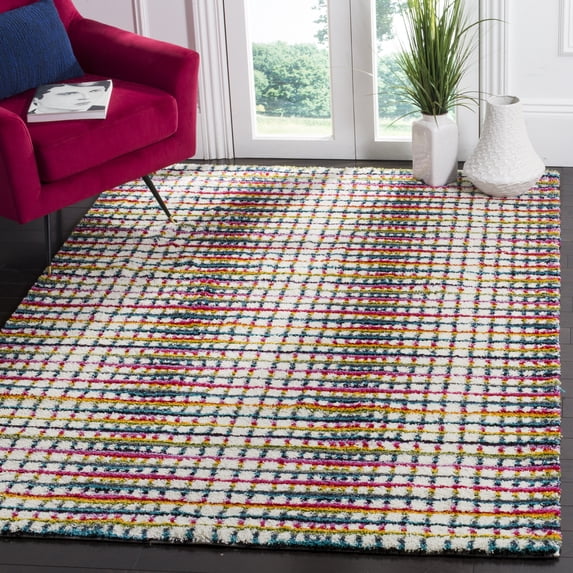 Safavieh Fiesta Shag Striped Shag Area Rug, Cream/Multi, 4' x 6'