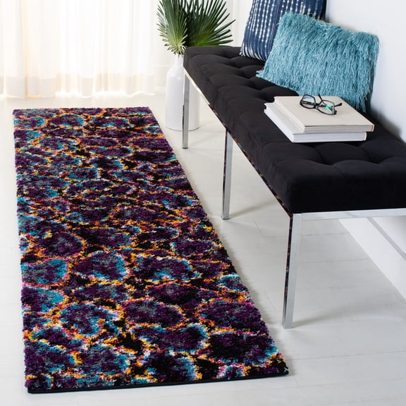 Safavieh Fiesta Abram Geometric Shag Runner Rug, Turquoise/Multi, 2'3" x 8'
