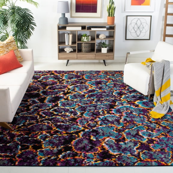Safavieh Fiesta Abram Geometric Shag Area Rug, Turquoise/Multi, 3' x 5'