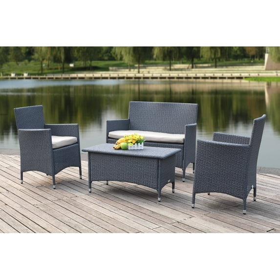 Safavieh Figueroa Outdoor Contemporary 4 Piece Set with Cushion