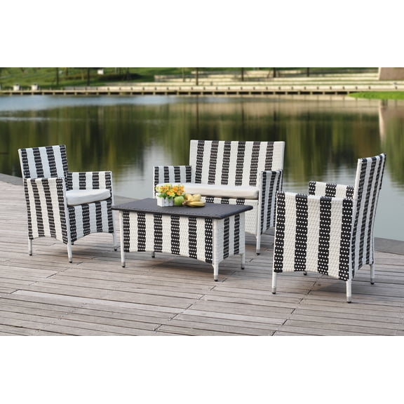 Safavieh Figueroa Outdoor Contemporary 4 Piece Set with Cushion