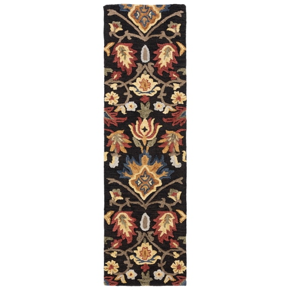 SAFAVIEH Blossom Lennon Floral Wool Runner Rug, Charcoal/Multi, 2'3" x 18'