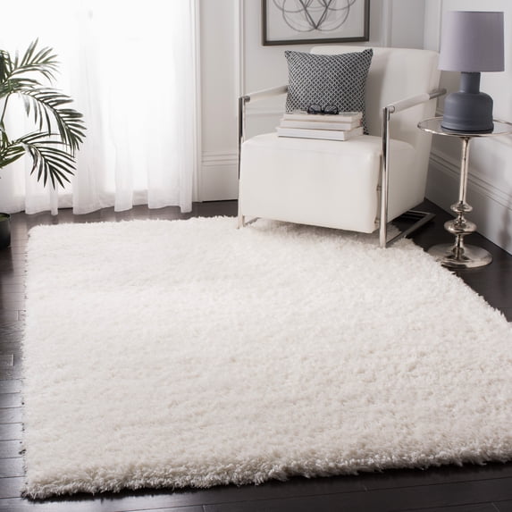 Safavieh Flokati Lavena Solid Polyester Shag Area Rug, Ivory, 6'7" x 6'7" Square