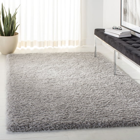 Safavieh Flokati Lavena Solid Polyester Shag Area Rug, Light Gray, 6'7" x 6'7" Square
